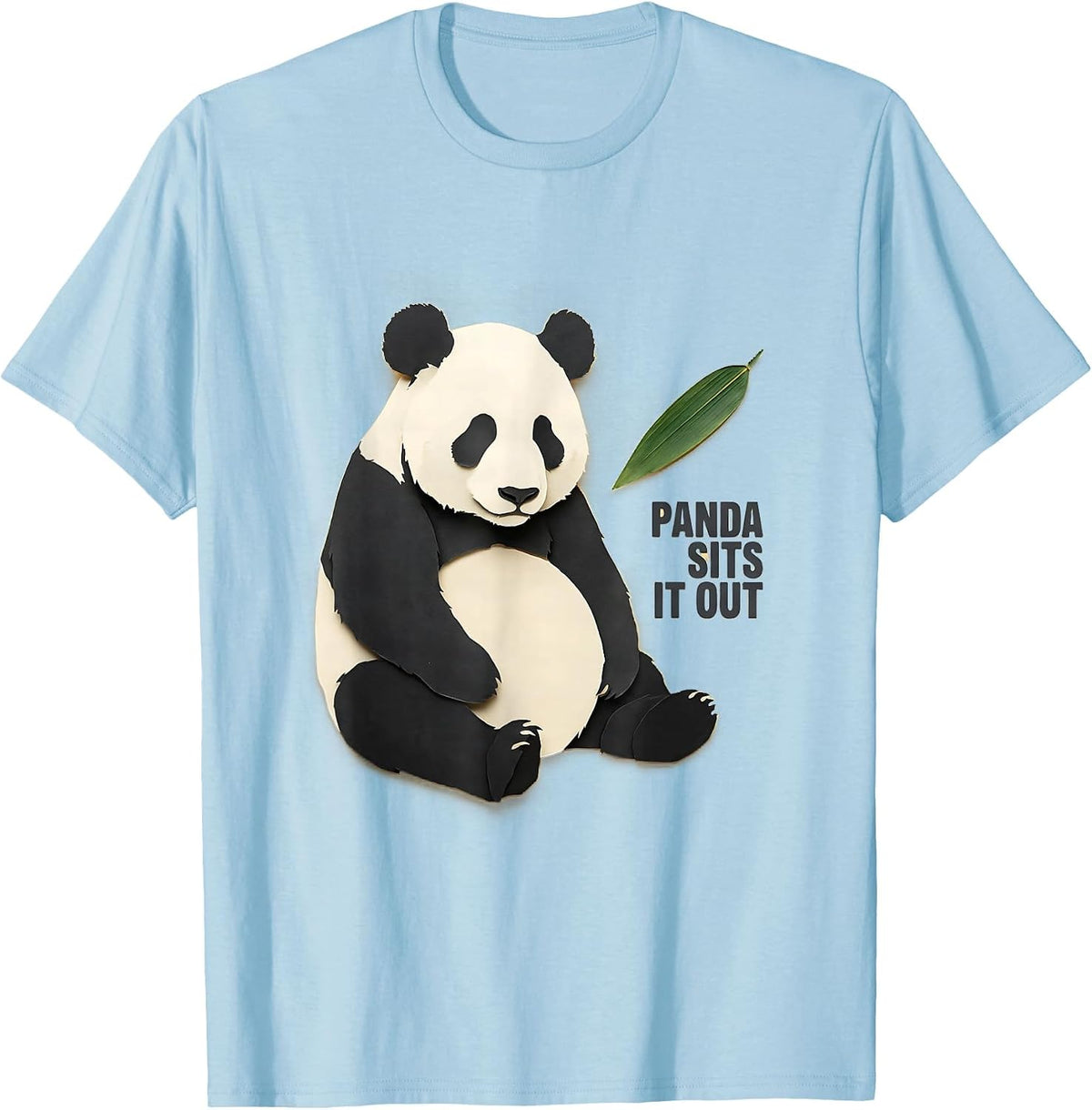 Men's Panda Sits It Out Cute Kawaii Panda Lover Humor T-Shirt - Baby Blue