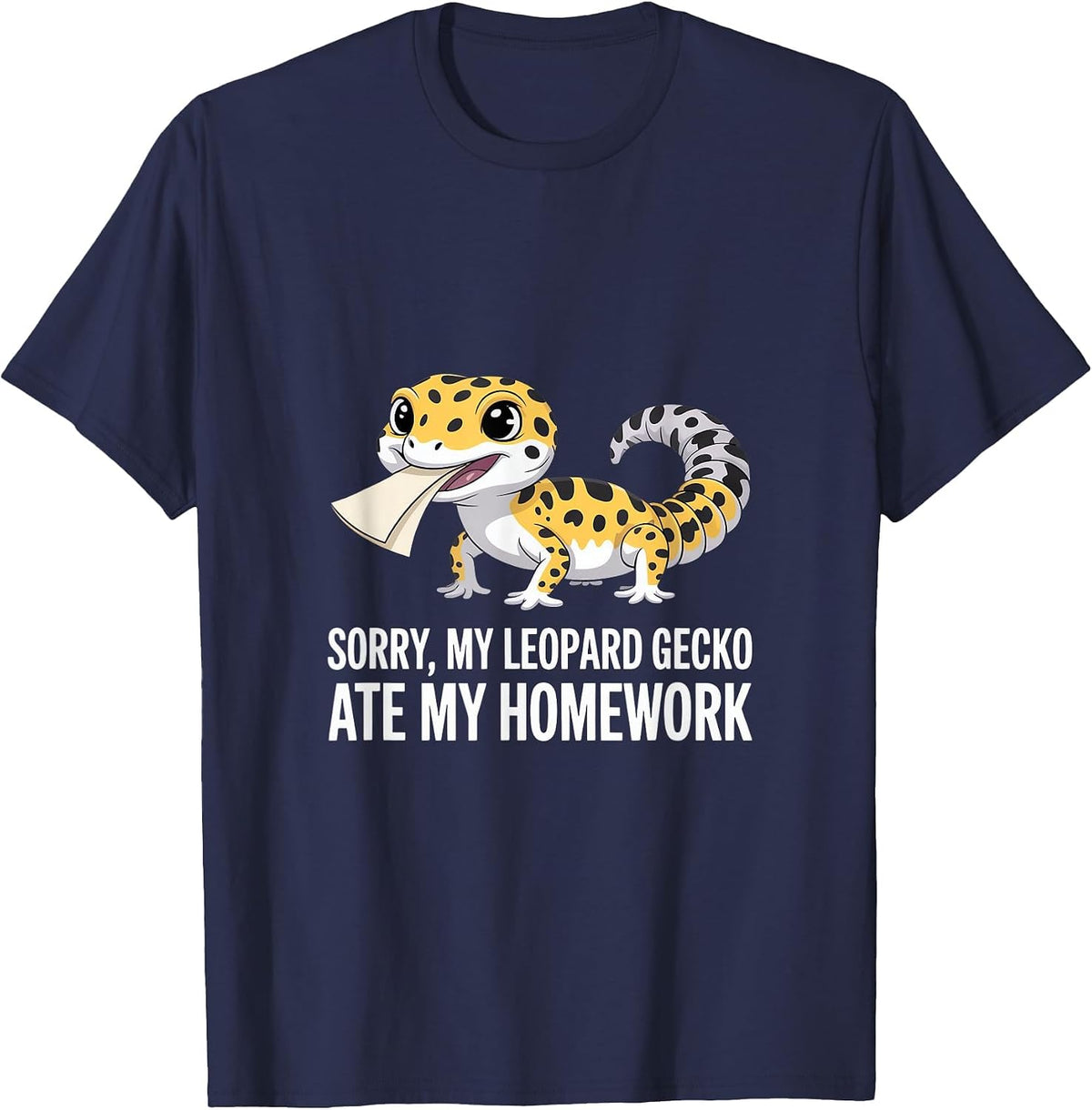 My Leopard Gecko Ate My Homework! Funny Leopard Gecko Lover T-Shirt - Navy Blue