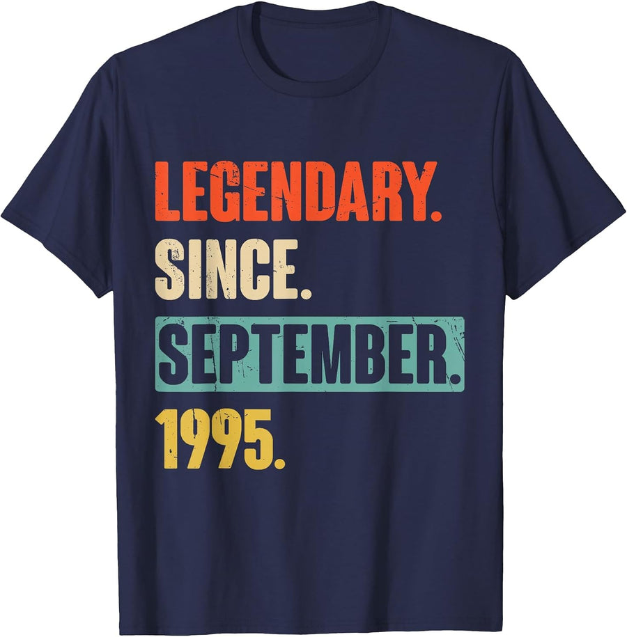 Retro 31 Years Legendary Since September 1995 31st Birthday T-Shirt - Navy Blue