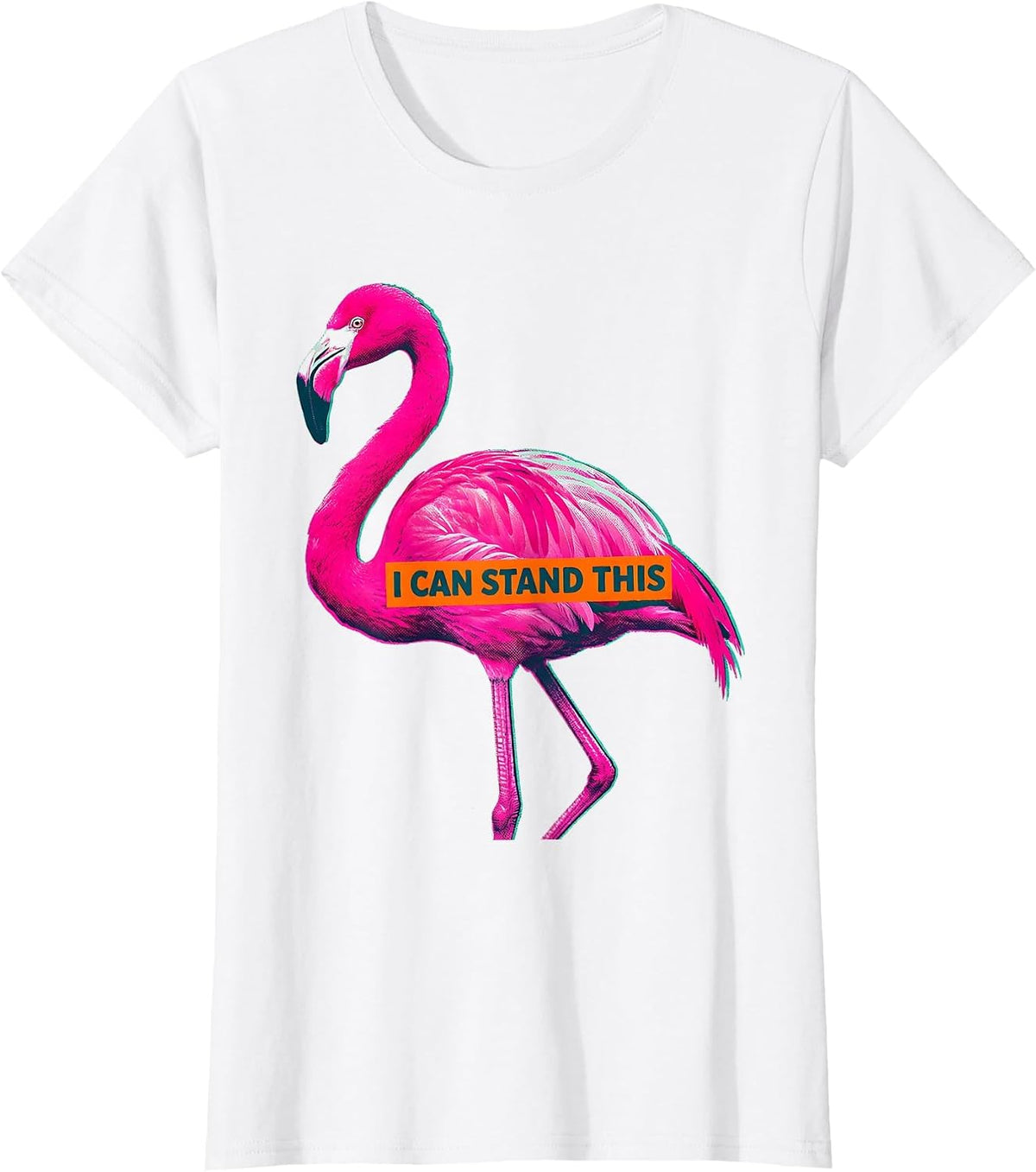 Women's I Can Stand This Funny Flamingo Animal Humor Bird Lover T-Shirt - White