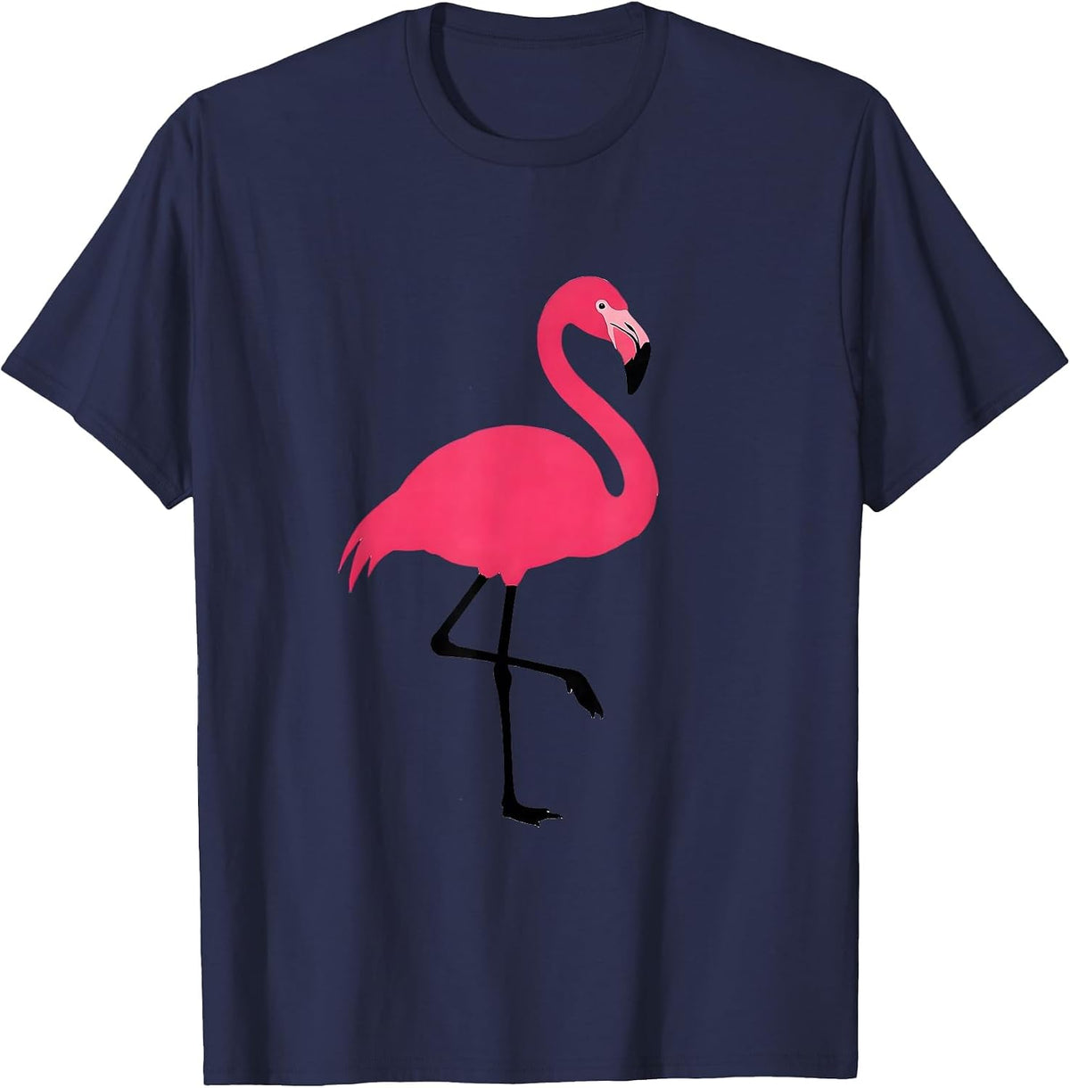 Minimal Flamingo Novelty Bird Lover Gift T-Shirt - Navy Blue