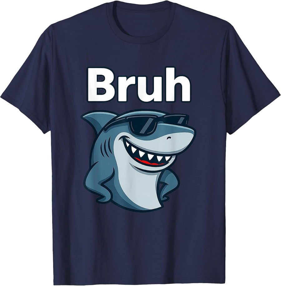 Bruh - Wildlife Sea Lover Marine Biology Shark Lover T-Shirt - Navy Blue