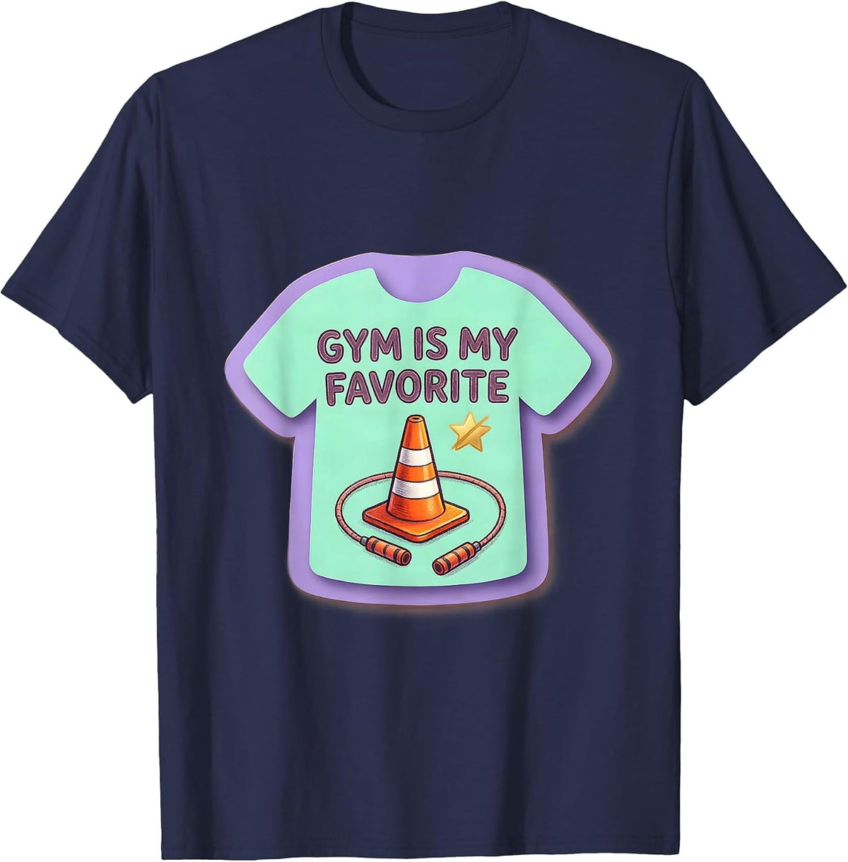 Gym Is My Favorite Cute Kawaii PE Teacher Back To School T-Shirt - Navy Blue