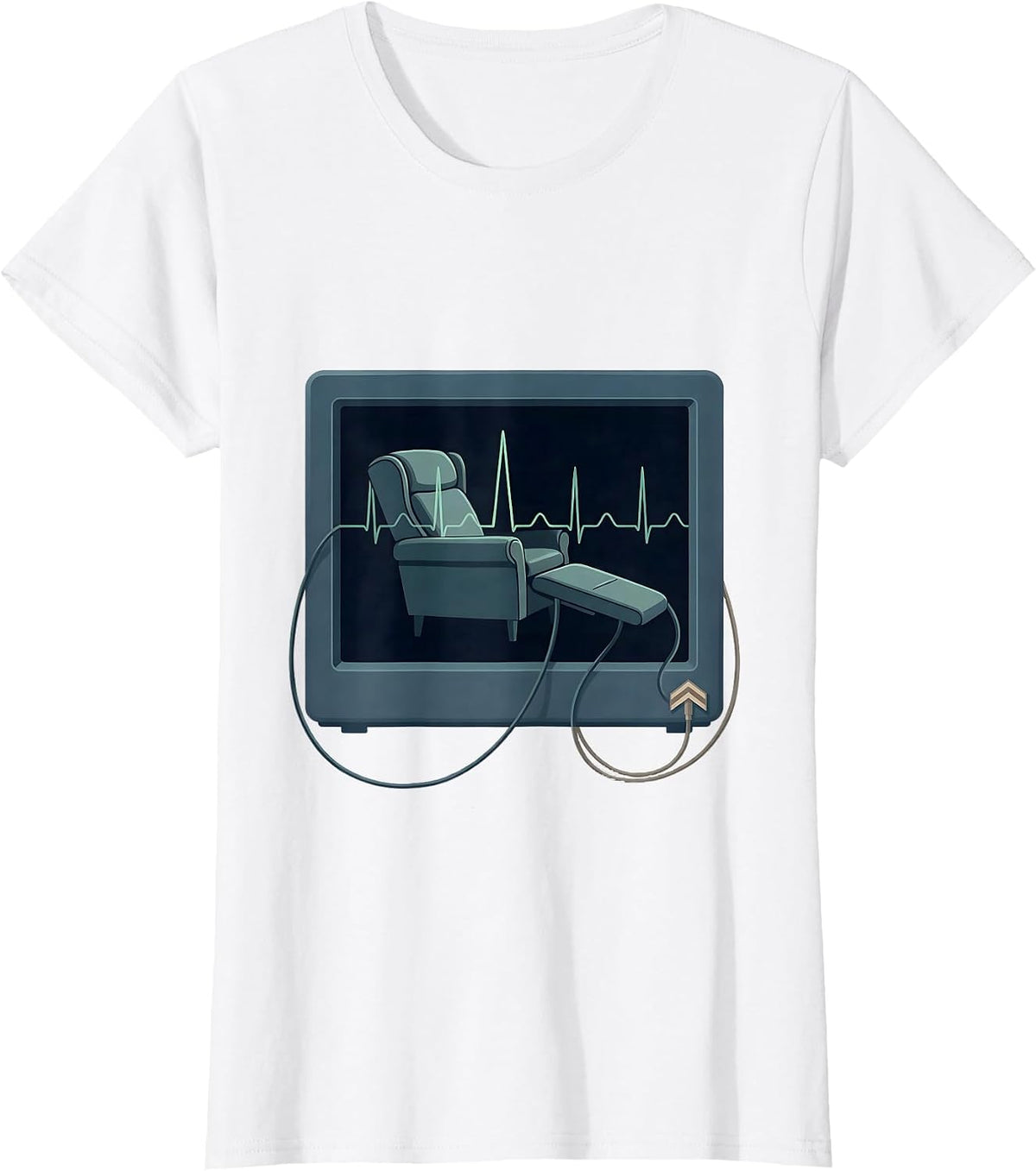 Women's Cardiac Monitor Chair EMS Paramedic Humor T-Shirt - White