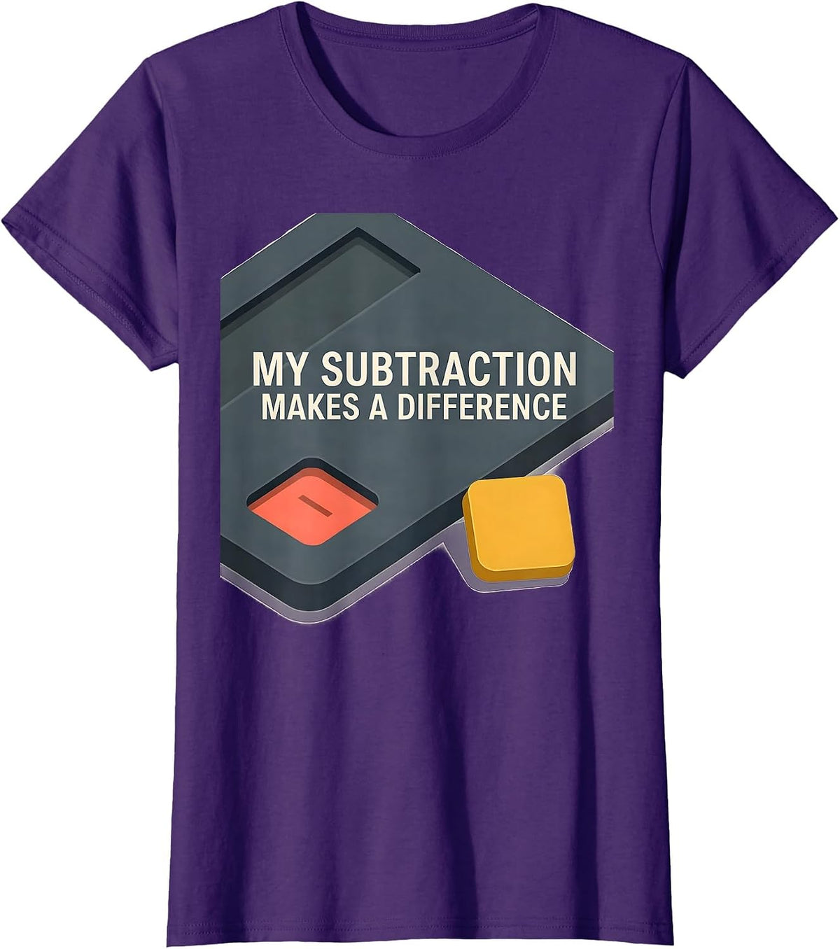 Women's My Subtraction Makes A Difference Funny Math Teacher Gift T-Shirt - Purple