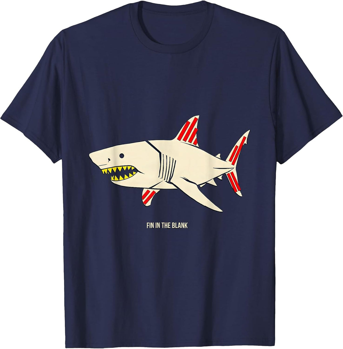 Men's Fin In The Blank Funny Shark Lover Ocean Animal Humor T-Shirt - Navy Blue