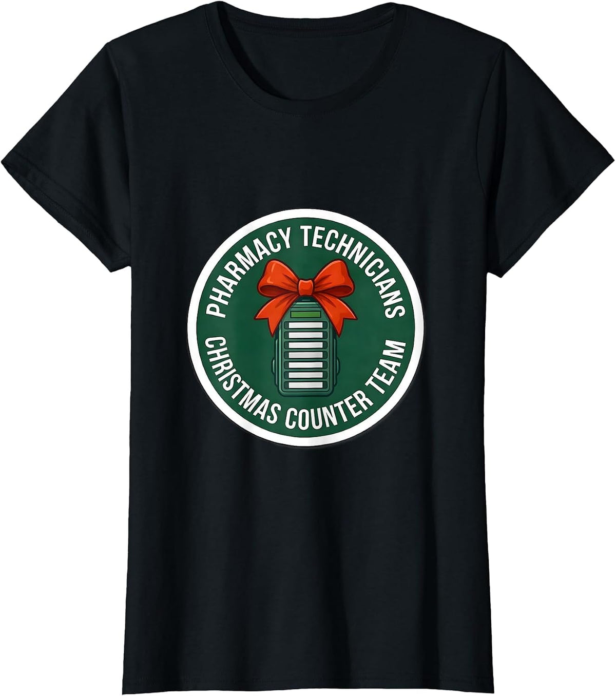 Pharmacy Technicians Christmas Counter Team Funny T-Shirt - Black