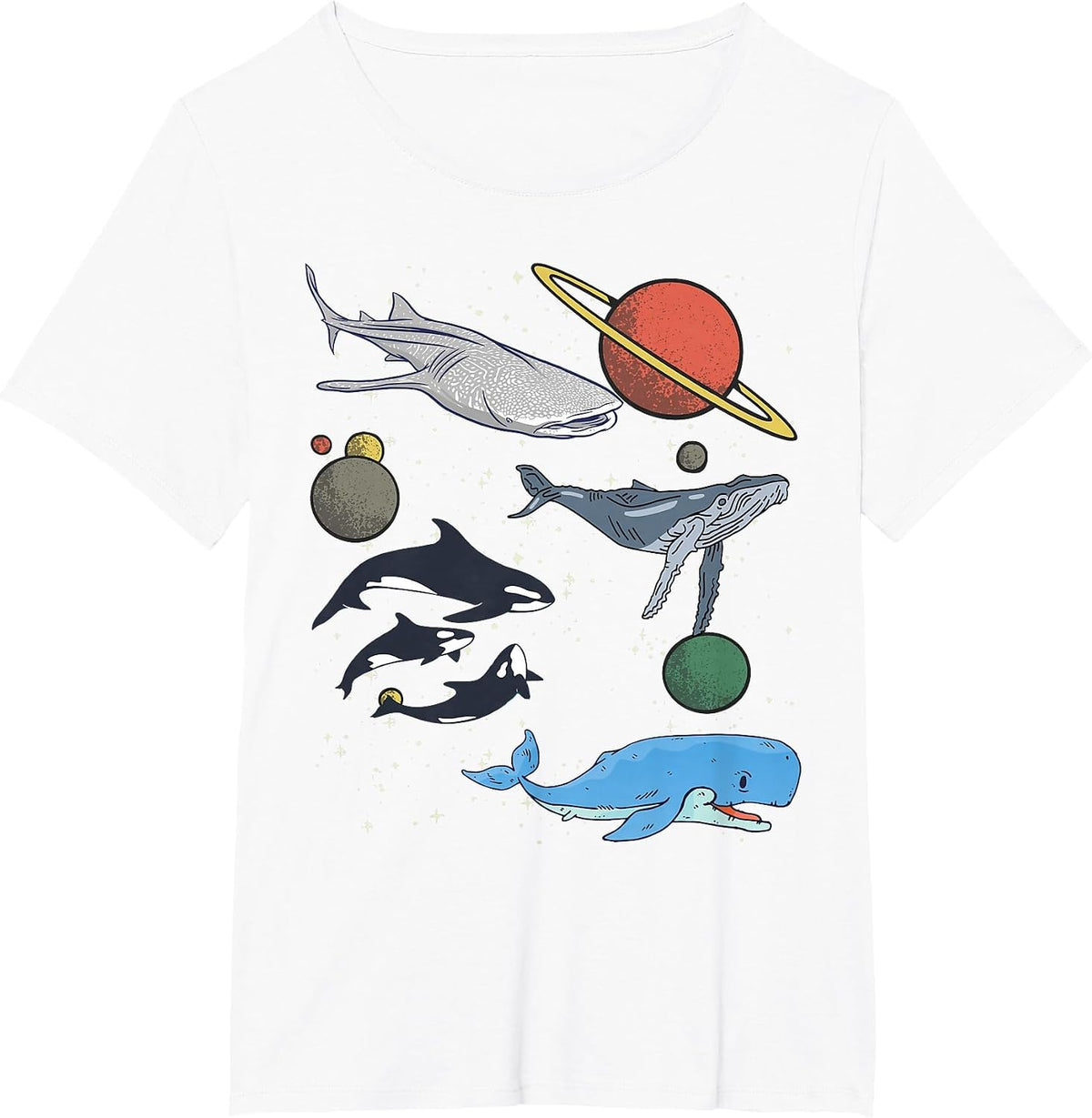 Galaxy Space White Shark Fin Costume Adult Mens Womens Shark T-Shirt - White