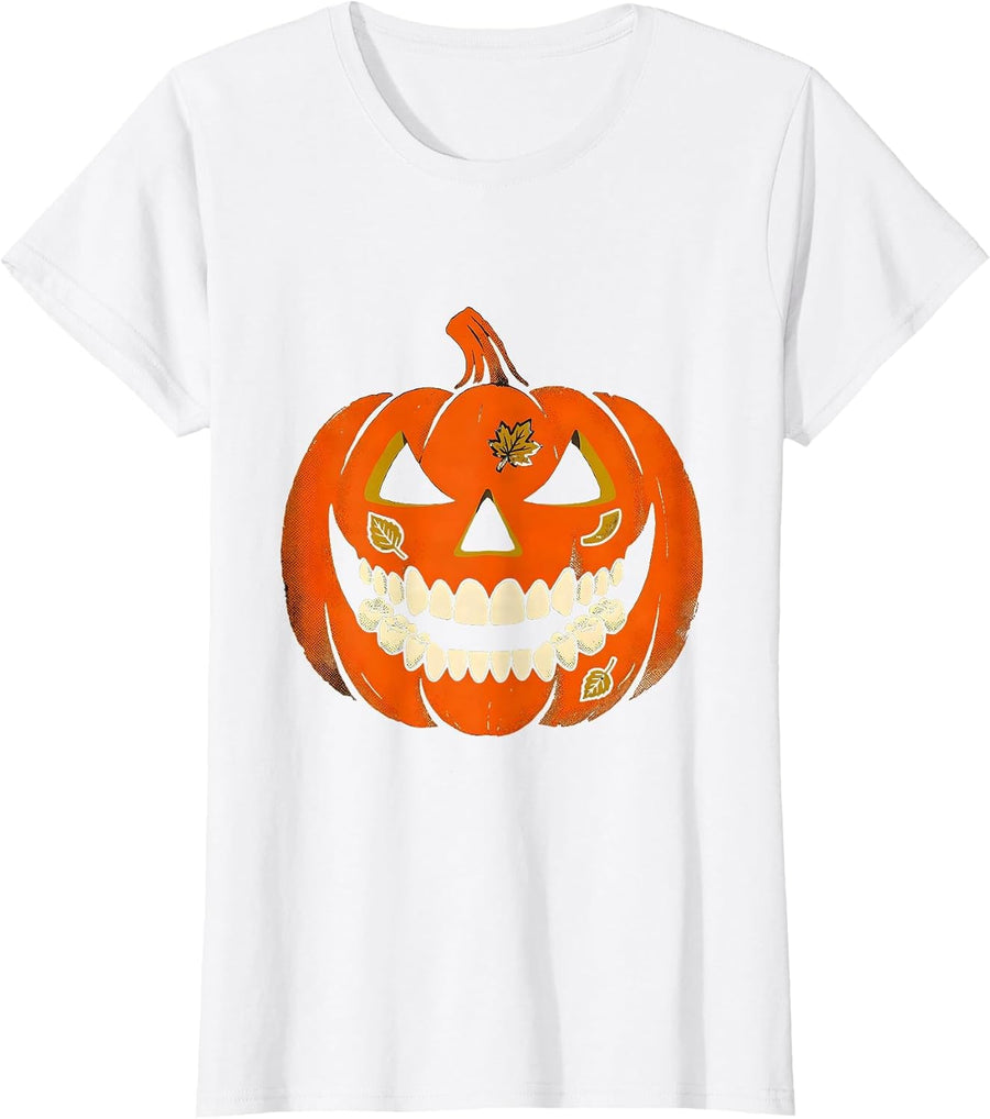 Women's Blunt Jack-O-Lantern Dental Hygienist Halloween Humor T-Shirt - White