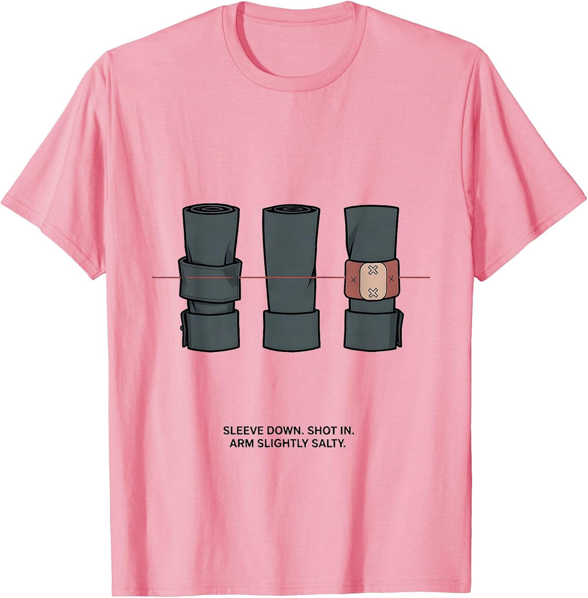 Men's Sleeve Down Shot In Arm Slightly Salty Funny Nurse T-Shirt - Pink