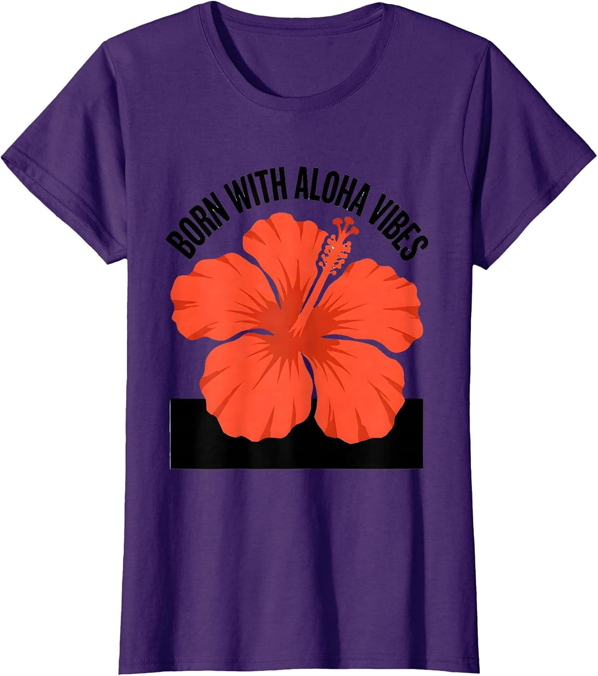 Women's Born With Aloha Vibes Hawaiian Spirit Design T-Shirt - Purple