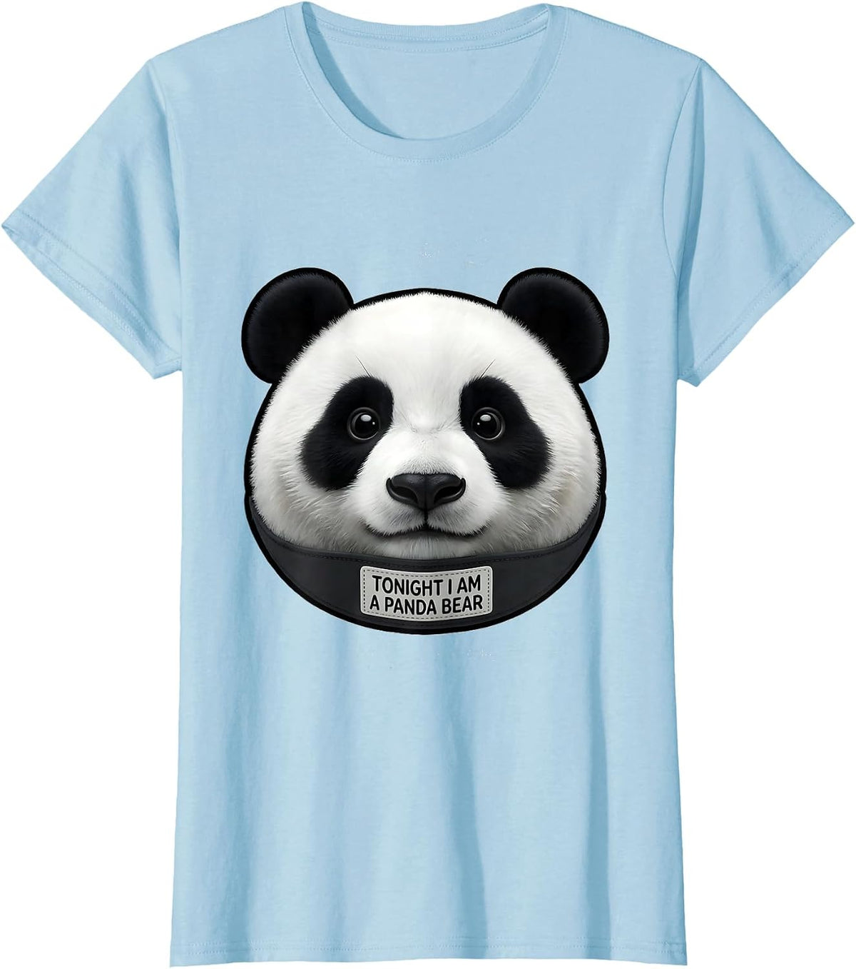 Tonight I Am A Panda Bear Funny Cartoon Halloween Party T-Shirt - Baby Blue