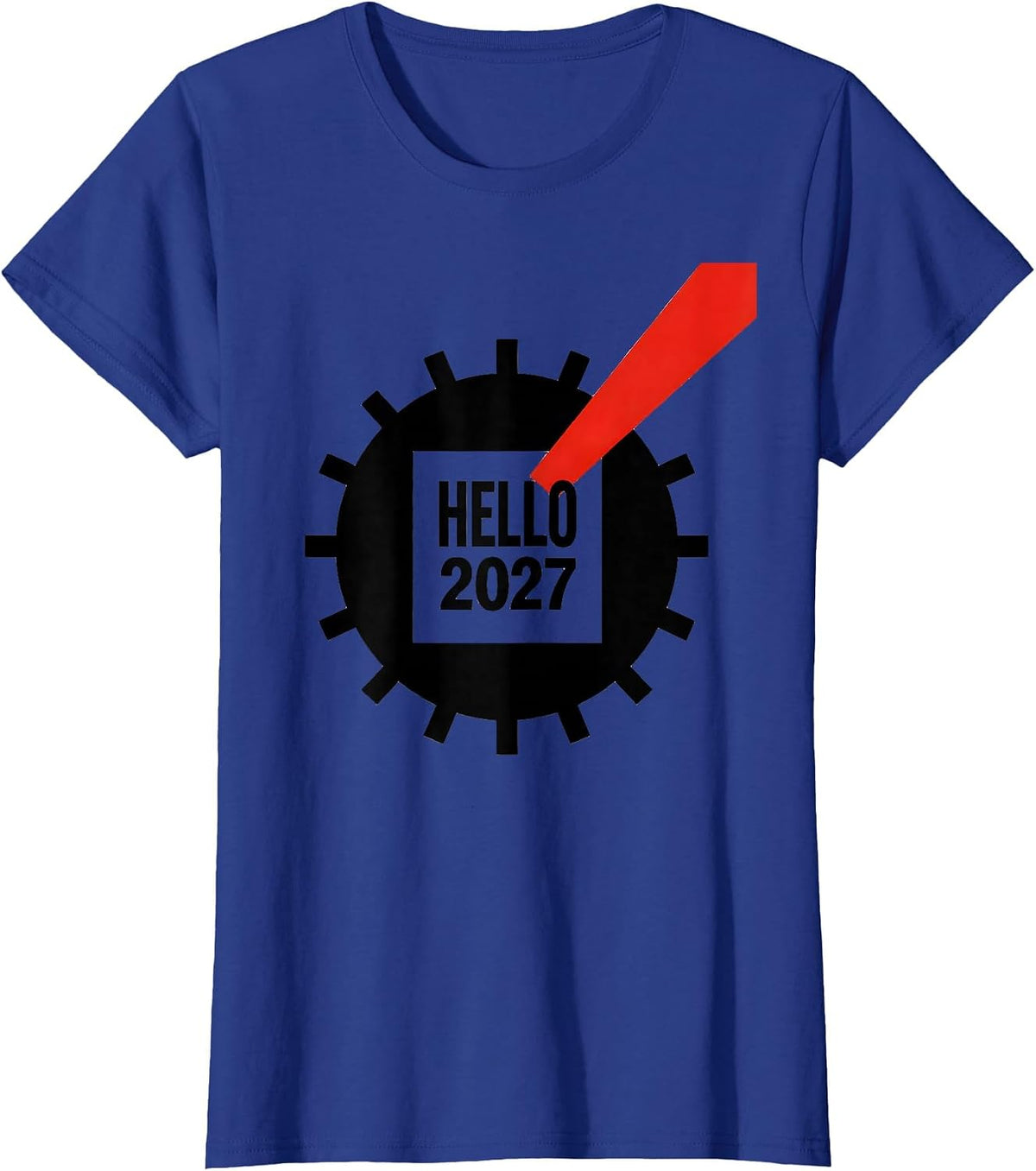 Women's Hello 2027 Bauhaus Modernist Family Matching New Year's Eve T-Shirt - Royal Blue