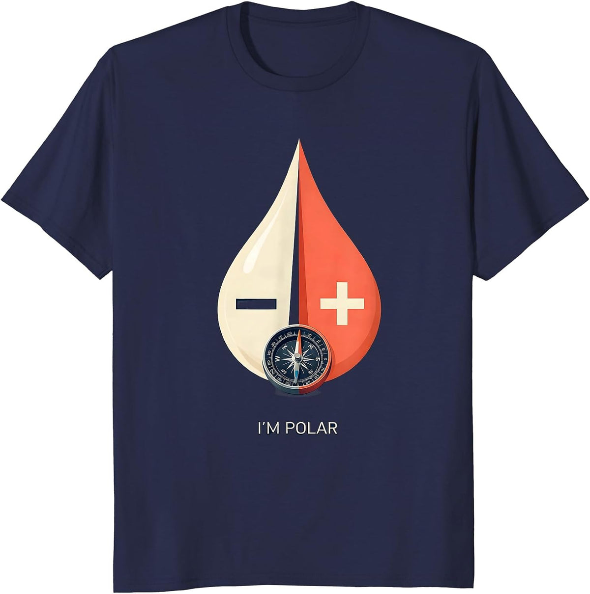 Men's I'm Polar Funny Chemistry Science Teacher Physics Student T-Shirt - Navy Blue