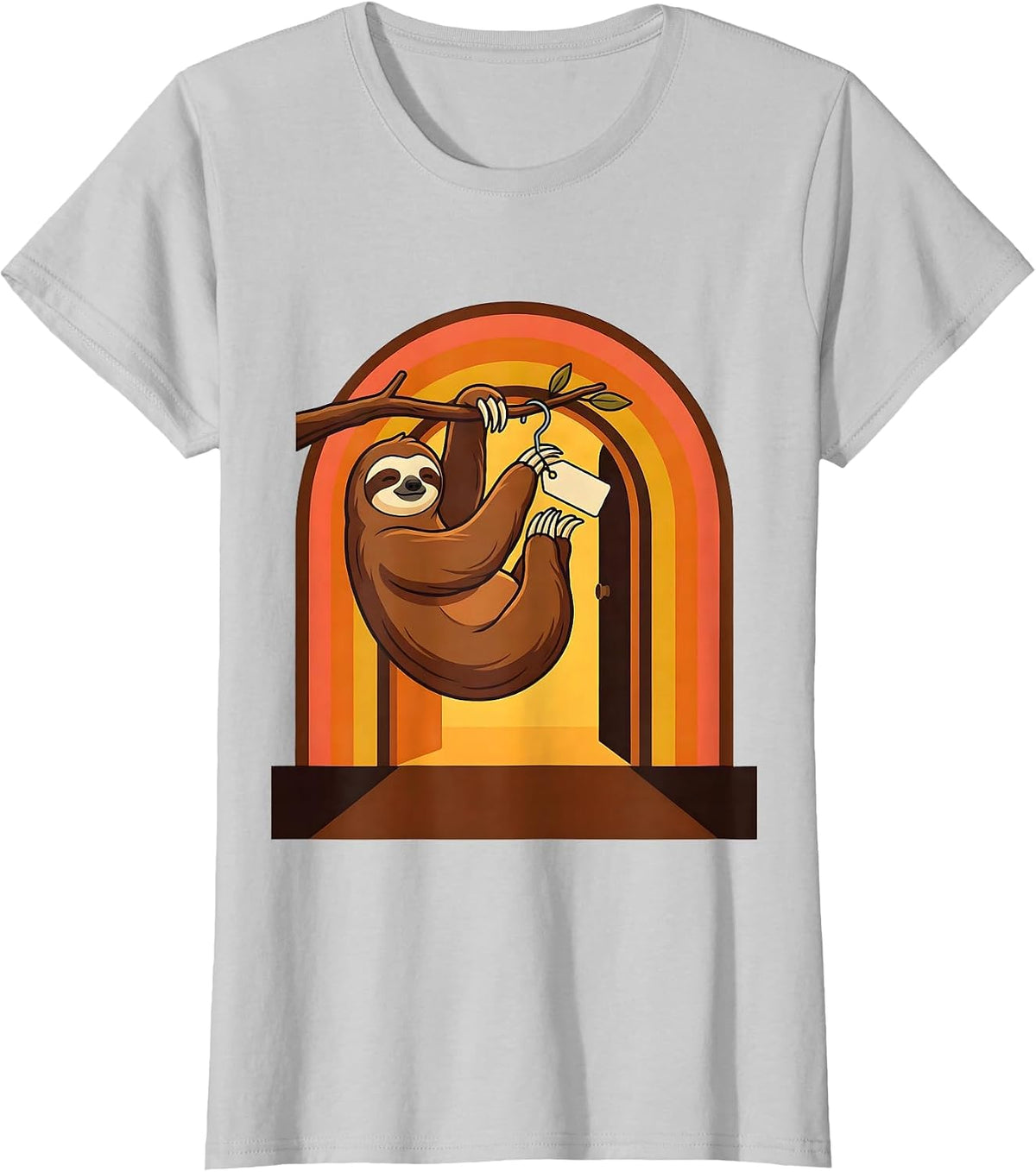 Women's Broad Sloth Retro 70s Humor Gift for Sloth Lovers T-Shirt - Silver Grey