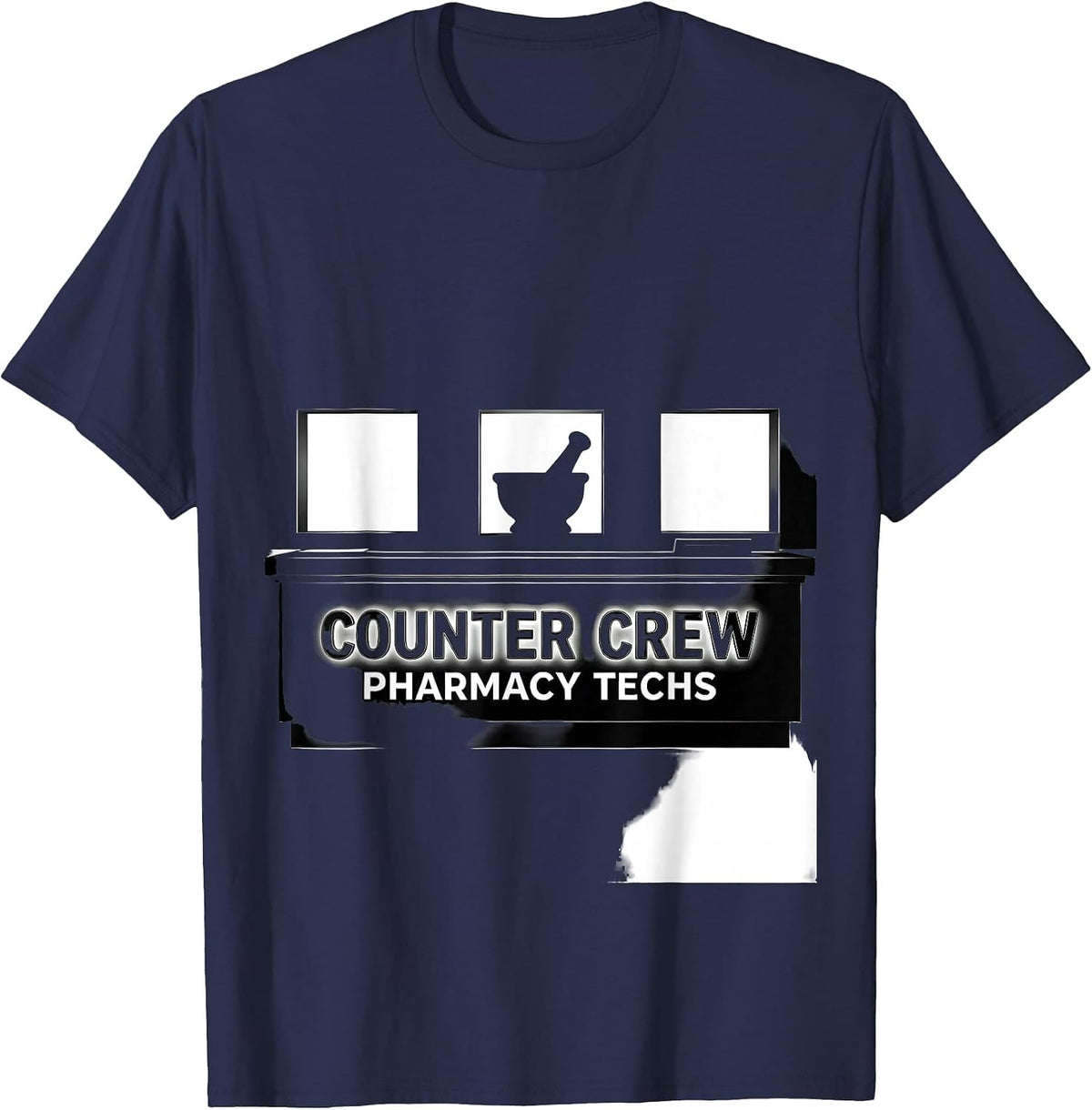 Counter Crew Pharmacy Techs Funny Pharmacy Technician Crew T-Shirt - Navy Blue