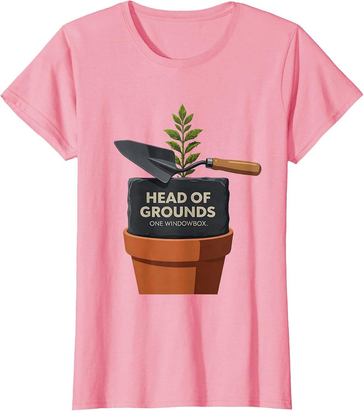 Women's Head of Grounds One Windowbox Funny Gardening Plant Lover T-Shirt - Pink