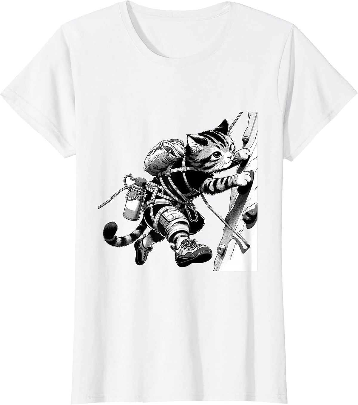 Adventure Cat Rock Climber - Cool Anime Style Climbing T-Shirt - White