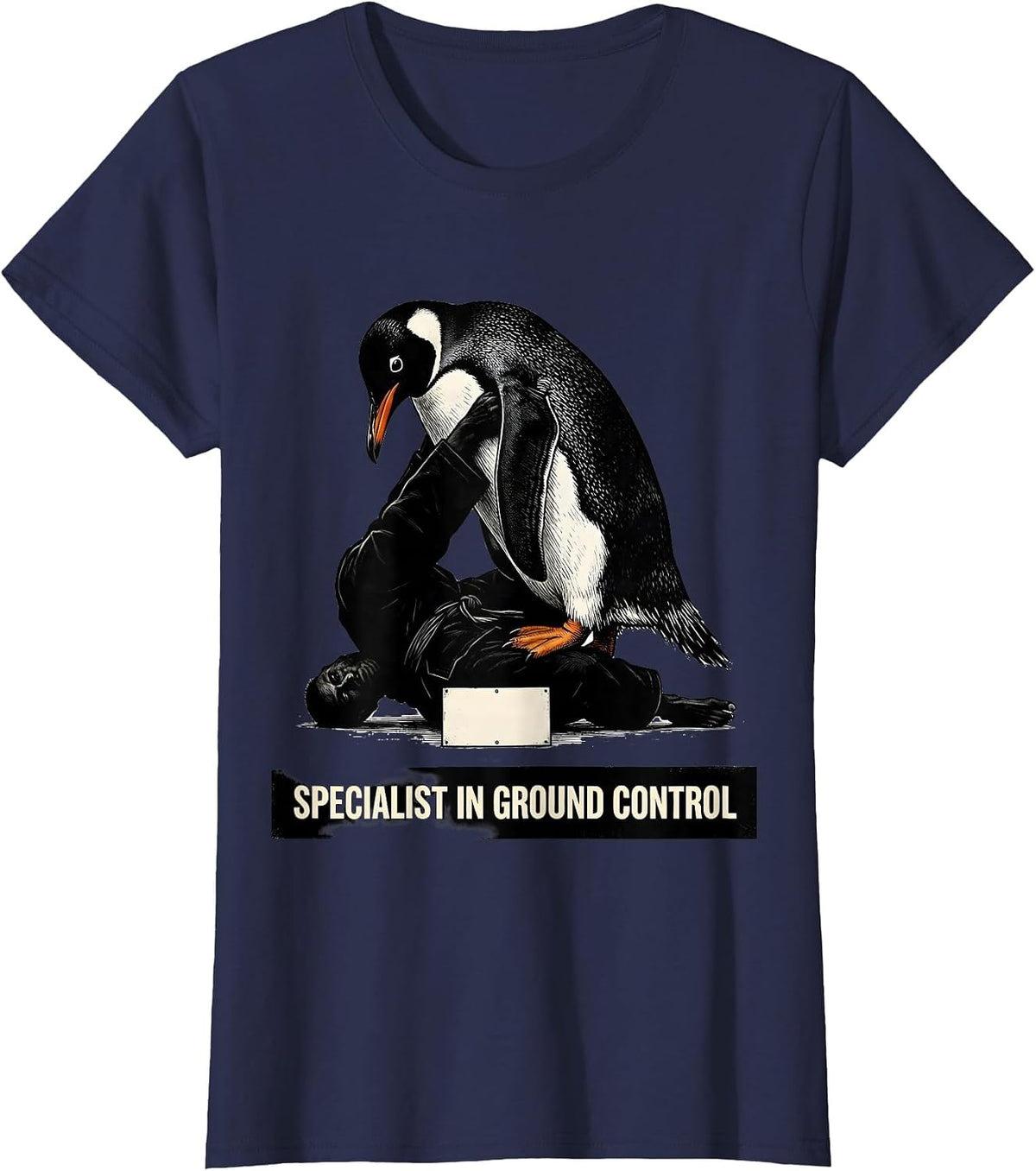 Women's Specialist In Ground Control Funny Penguin Martial Arts T-Shirt - Navy Blue