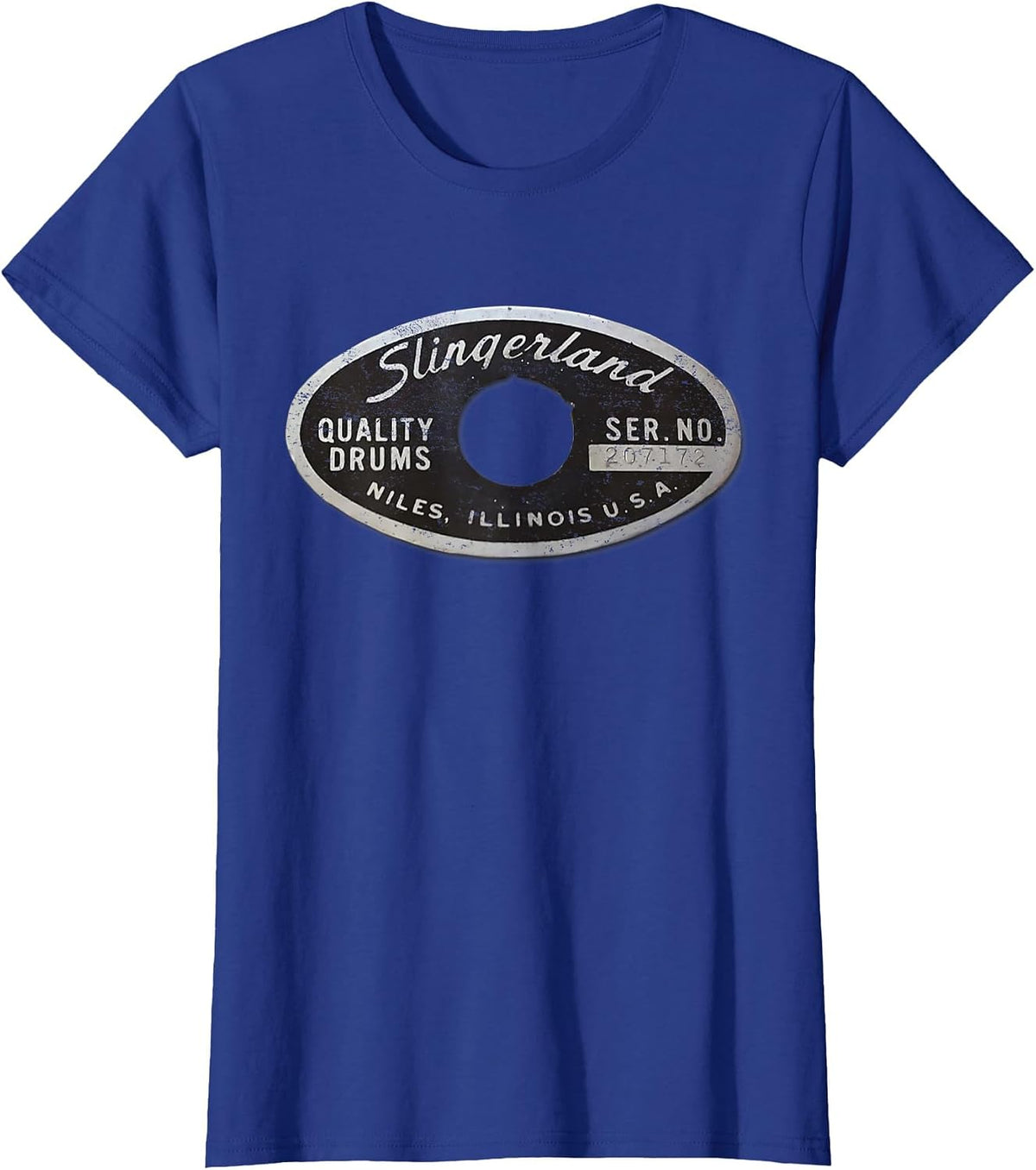 Vintage Slingerland Drums Guitar USA Drummer Tee T-Shirt - Royal Blue
