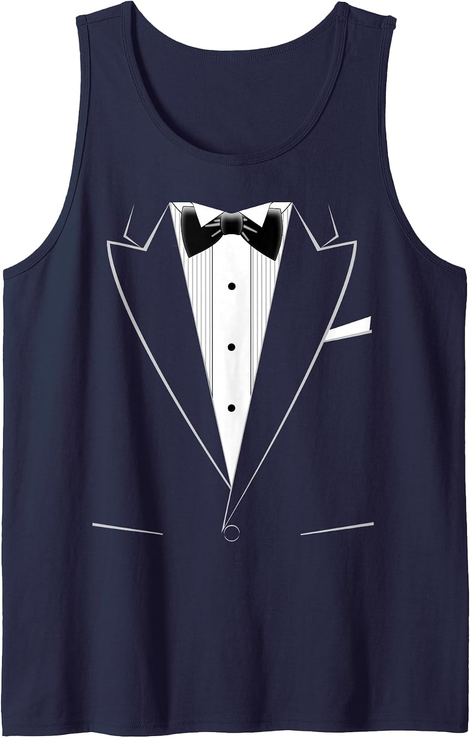 Funny Black Tuxedo and White Shirt Tank Top - Navy Blue