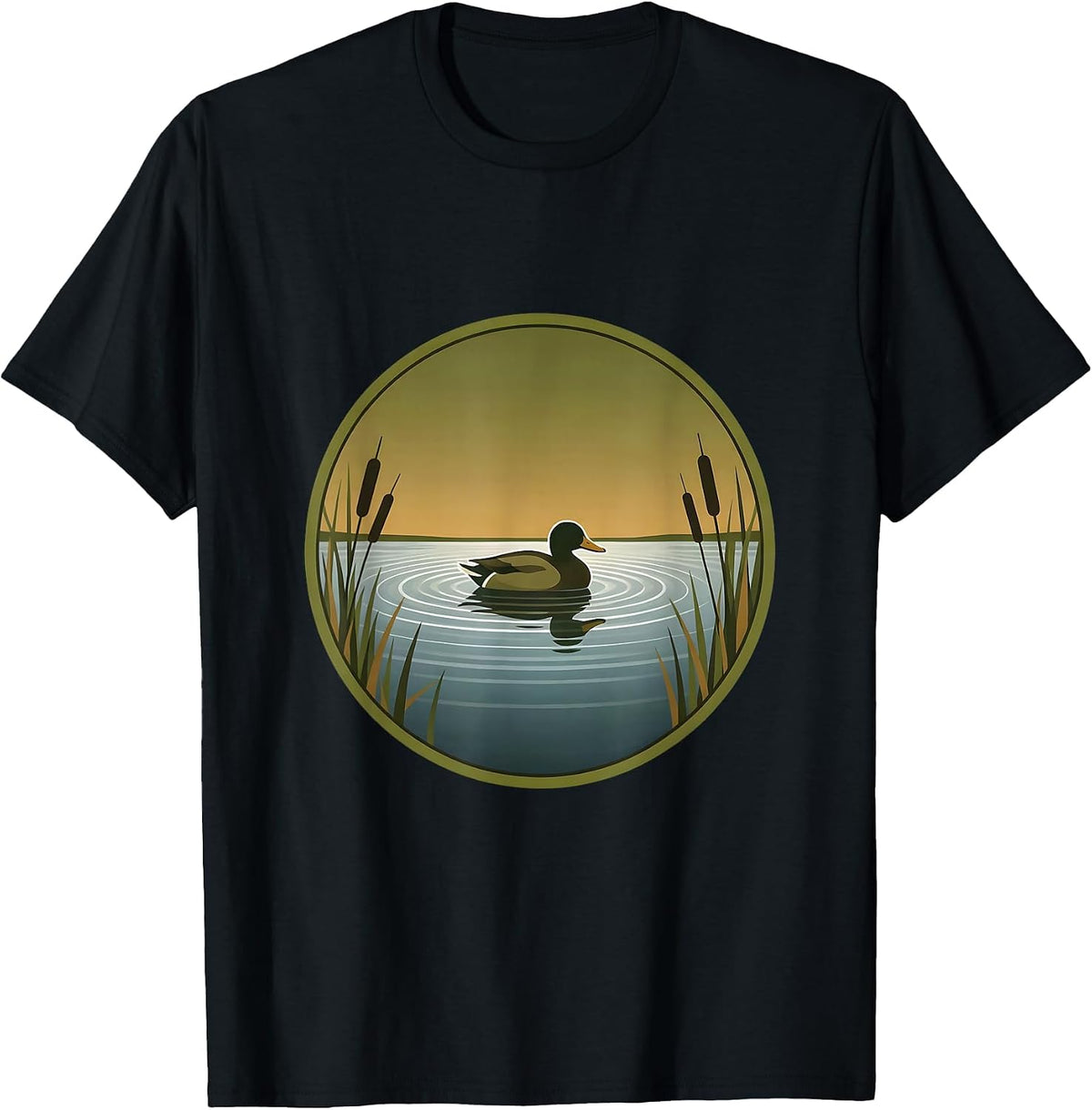 Men's Camo Duck Decoy Still Water Hunting Graphic T-Shirt - Black