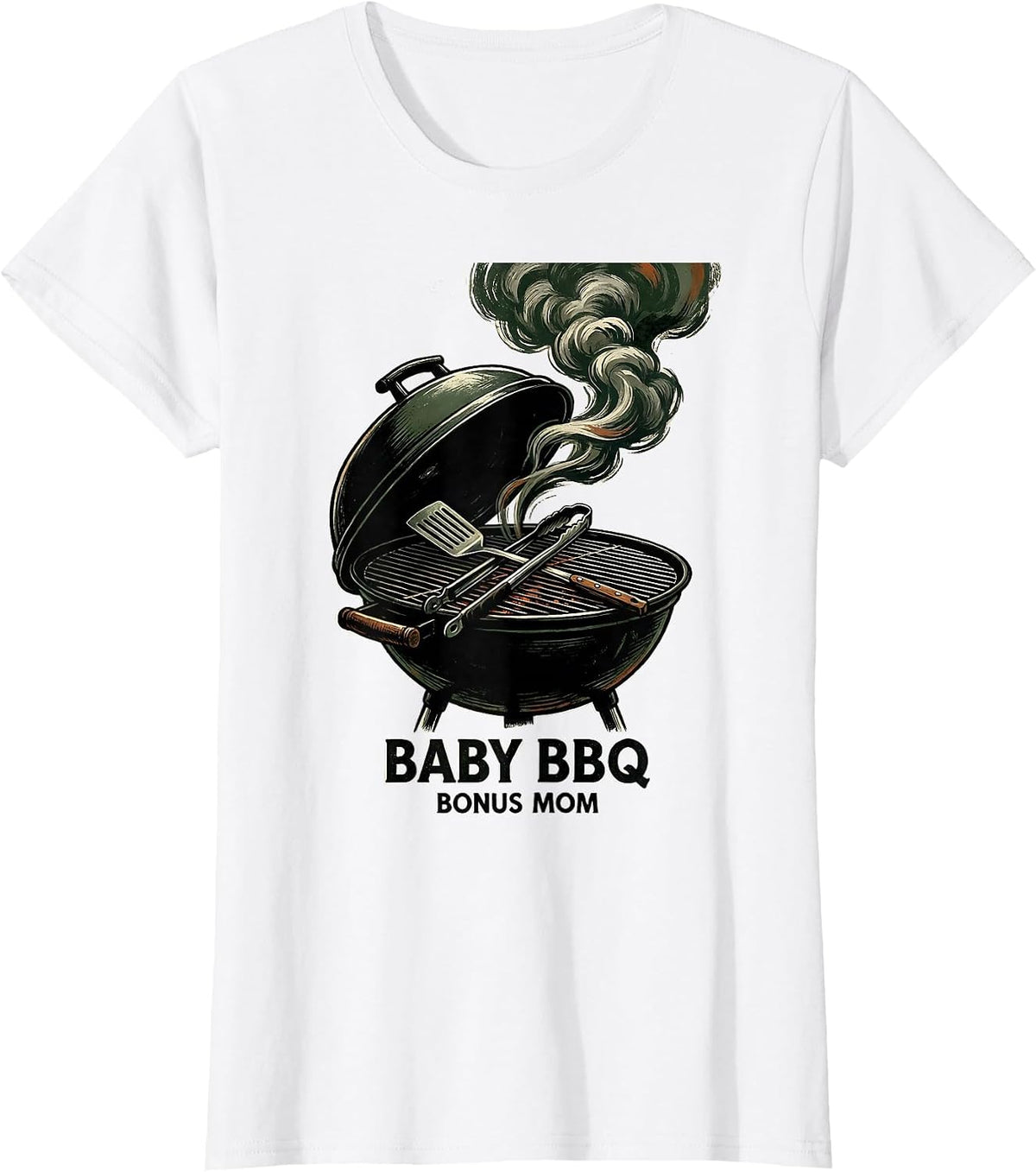 Baby BBQ Bonus Mom Vintage Family Matching Humor T-Shirt - White