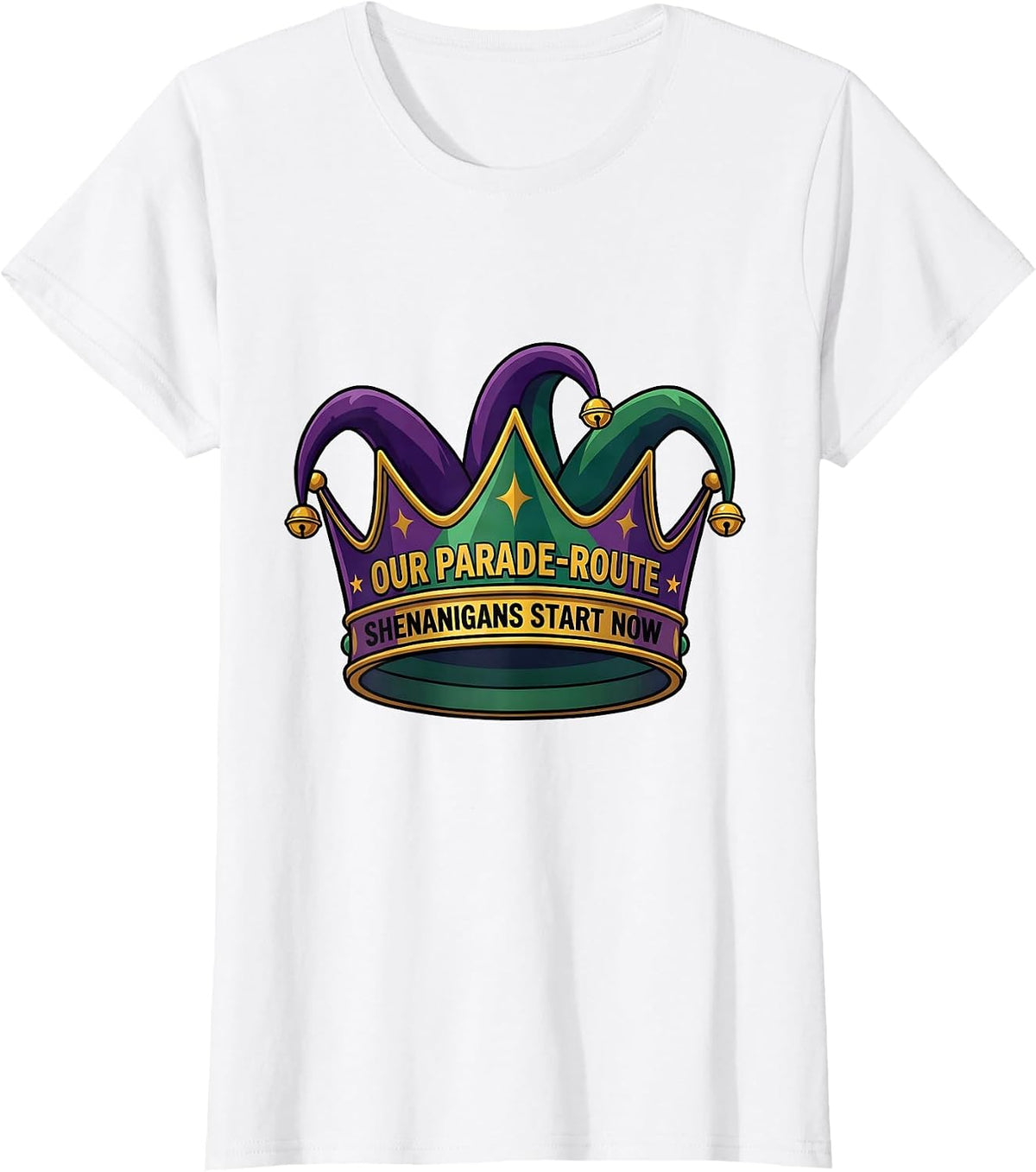 Women's Our Parade-Route Shenanigans Start Now Mardi Gras Carnival T-Shirt - White