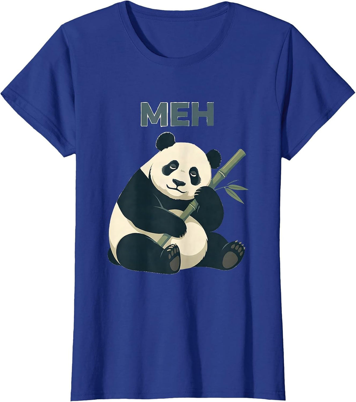 Women's Meh Funny Panda Animal Lover Humor Retro Kawaii Gift T-Shirt - Royal Blue