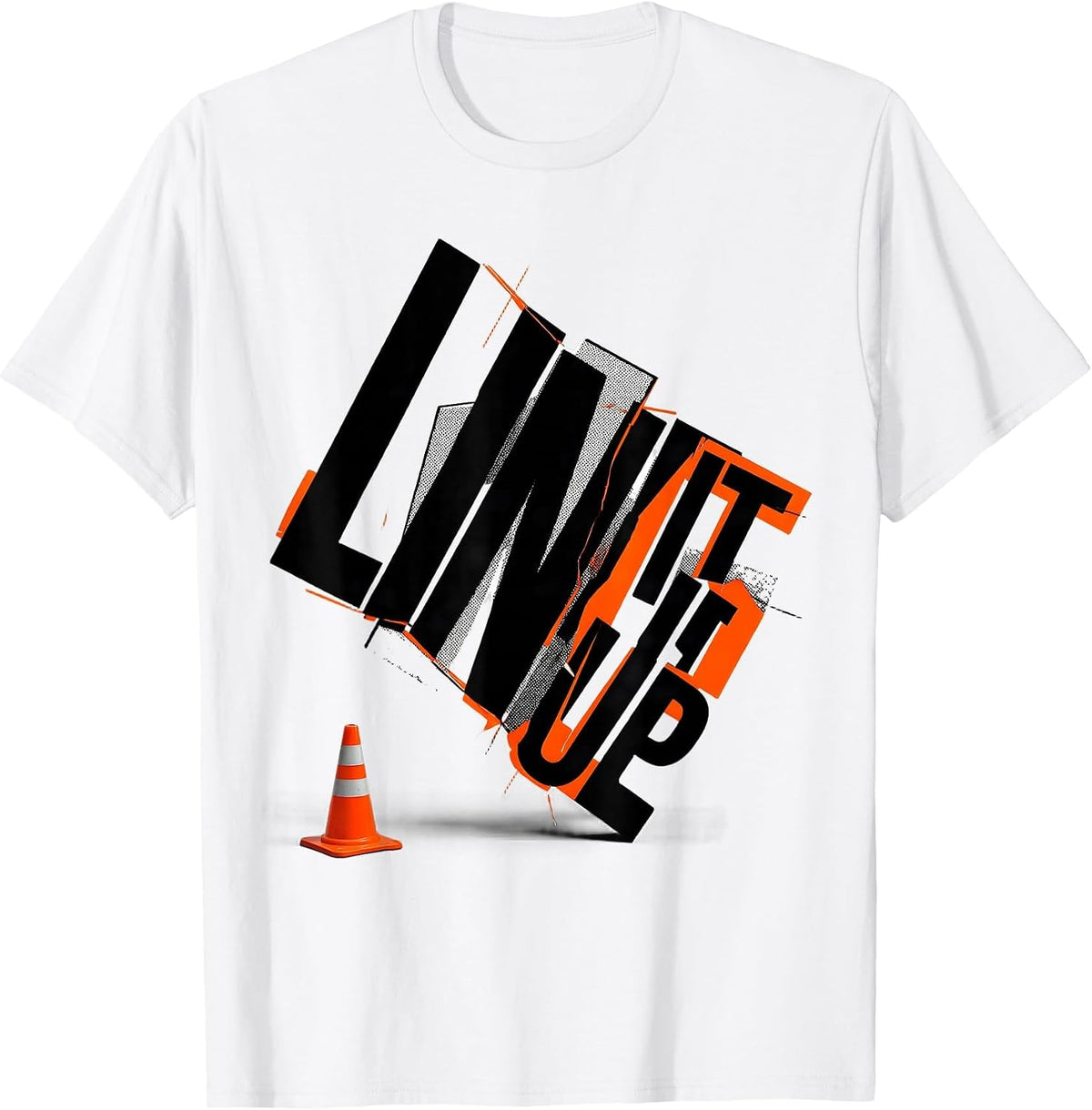 Men's Line It Up New Wave Typography PE Teacher Gym Class Back T-Shirt - White