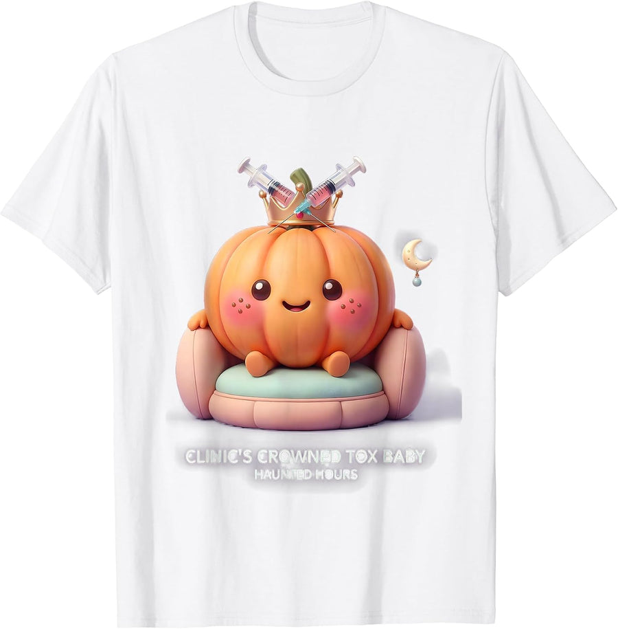 Men's Clinic's Crowned Tox Baby, Haunted Hours Kawaii Nurse T-Shirt - White