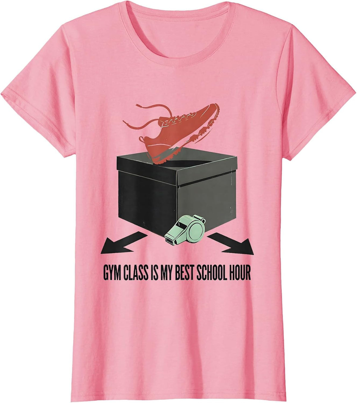 Women's Gym Class Is My Best School Hour Funny PE Teacher Back T-Shirt - Pink