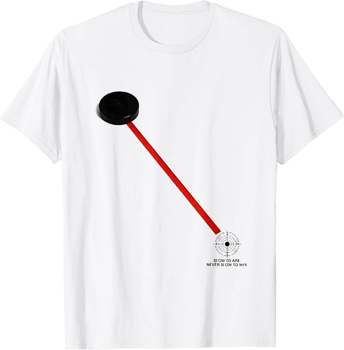 Men's Slow To Aim Never Slow To Win Funny Pool Player Billiard T-Shirt - White