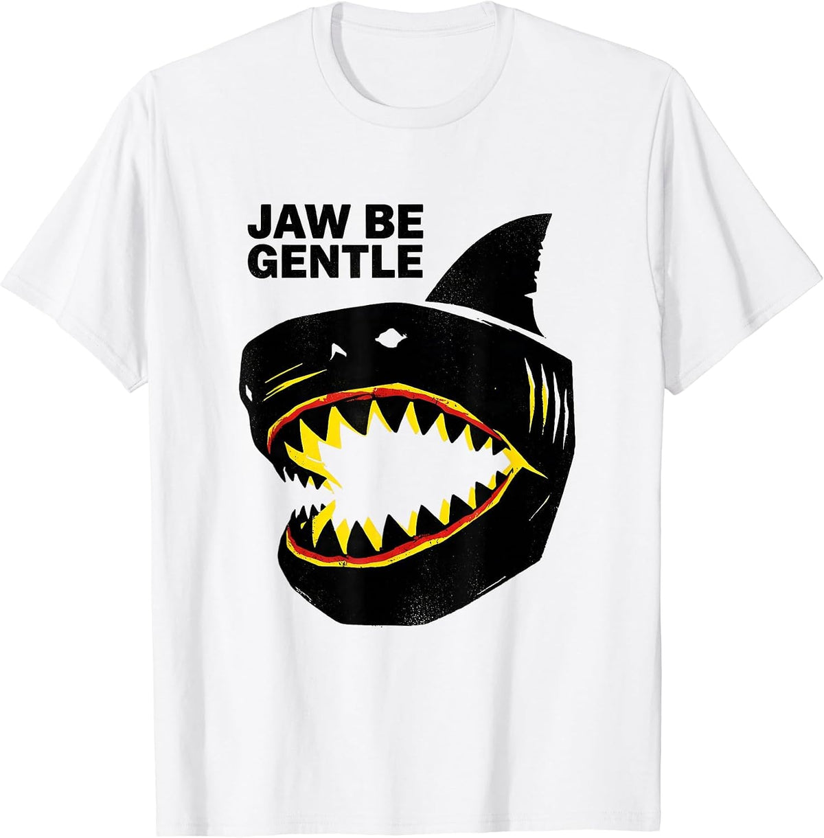 Men's Jaw Be Gentle Funny Shark Lover Wildlife Ocean Animal Humor T-Shirt - White