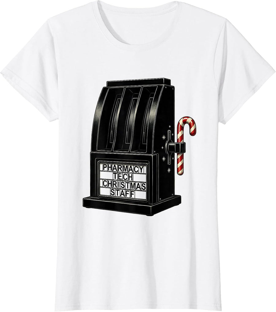 Women's Pharmacy Tech Christmas Staff Funny Squad Holiday Humor T-Shirt - White