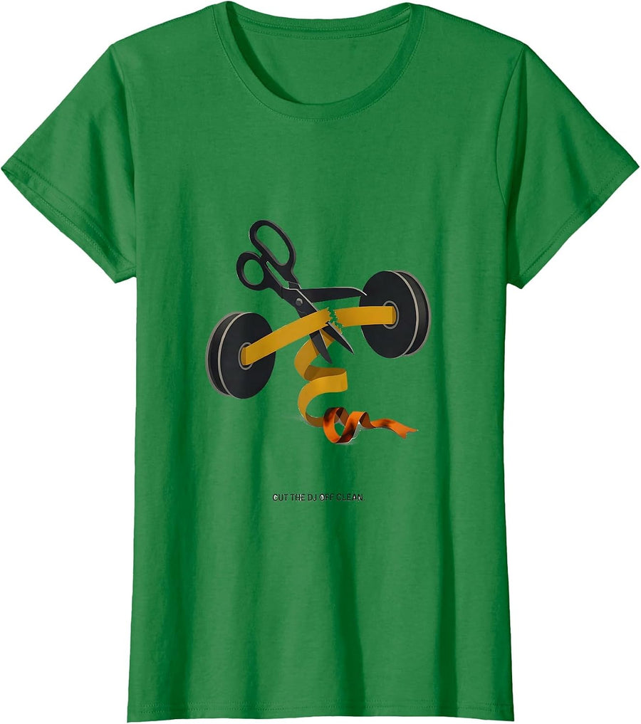 Women's Cut The DJ Off Clean Editorial Conceptual Old School Hip-Hop T-Shirt - Kelly Green
