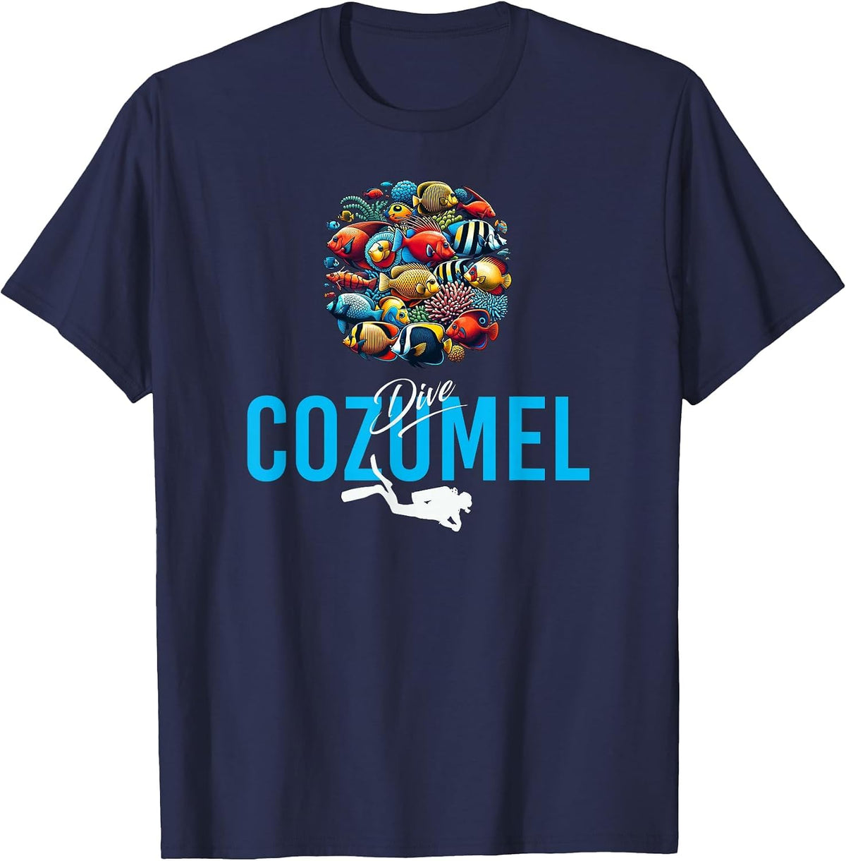 Scuba Dive Cozumel Tropical Fish T-Shirt - Navy Blue
