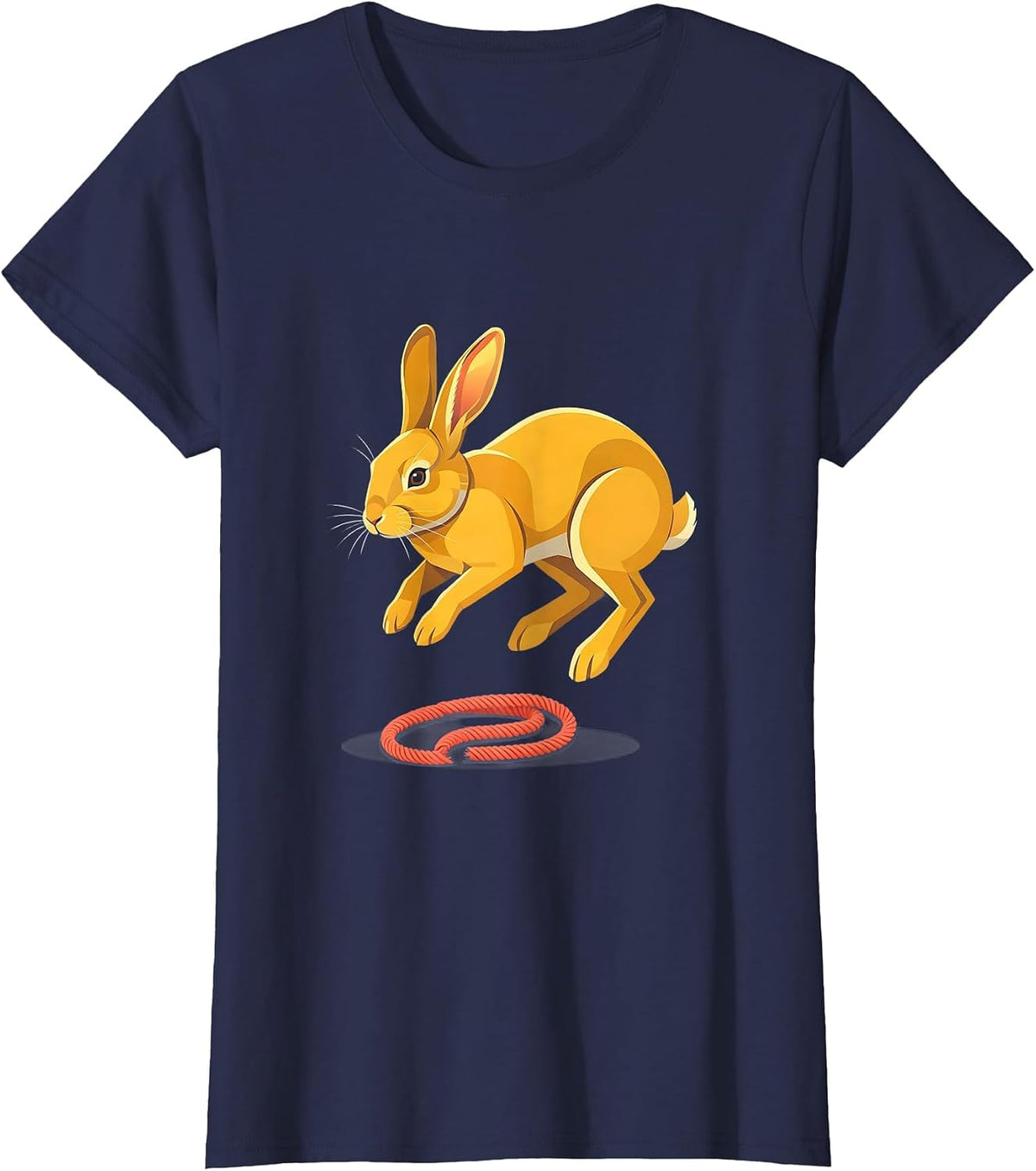 Women's Bunny Hop Flat Vector Rabbit Lover Gift T-Shirt - Navy Blue