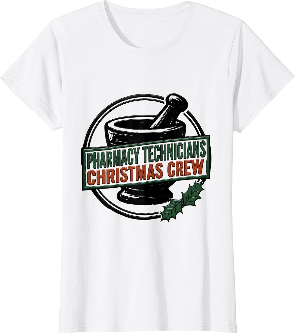 Pharmacy Technicians Christmas Crew Funny Pharmacy Squad T-Shirt - White