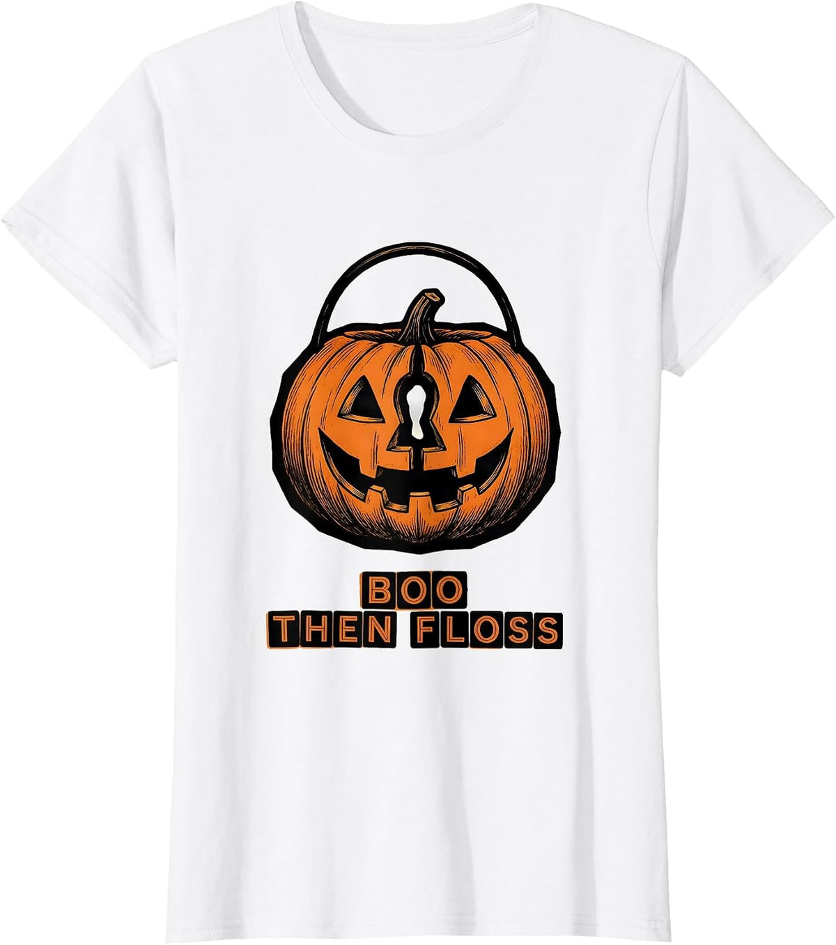 Boo Then Floss Funny Dental Hygienist Halloween Work T-Shirt - White