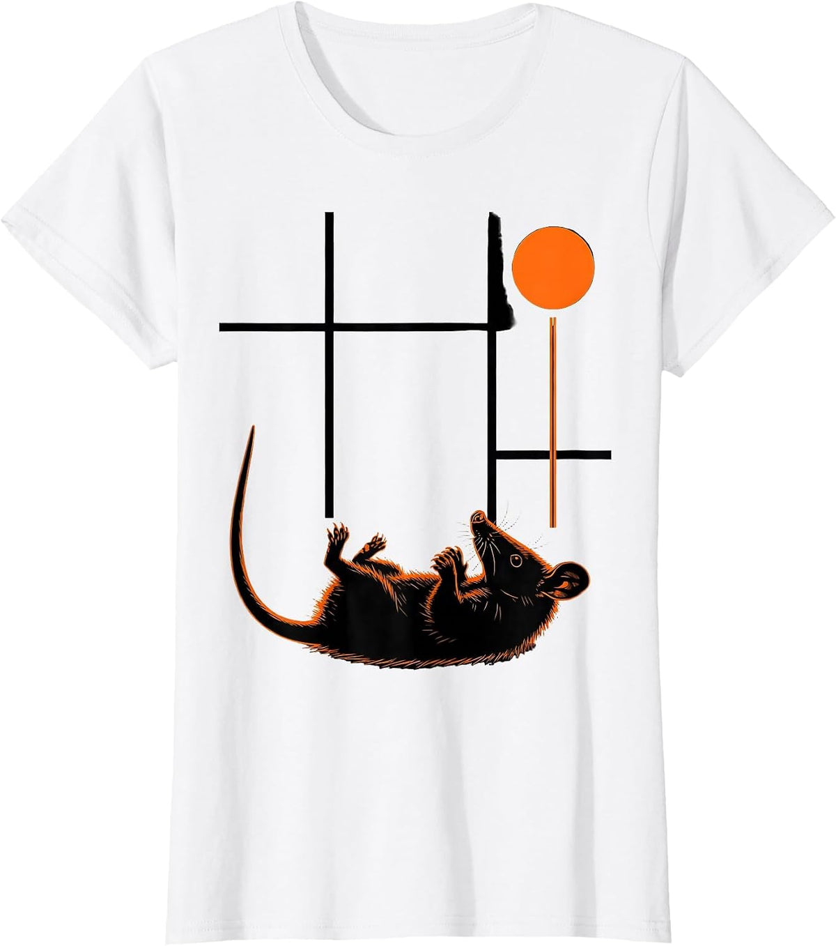 Opossum Moon Halloween Gothic Spooky Novelty T-Shirt - White