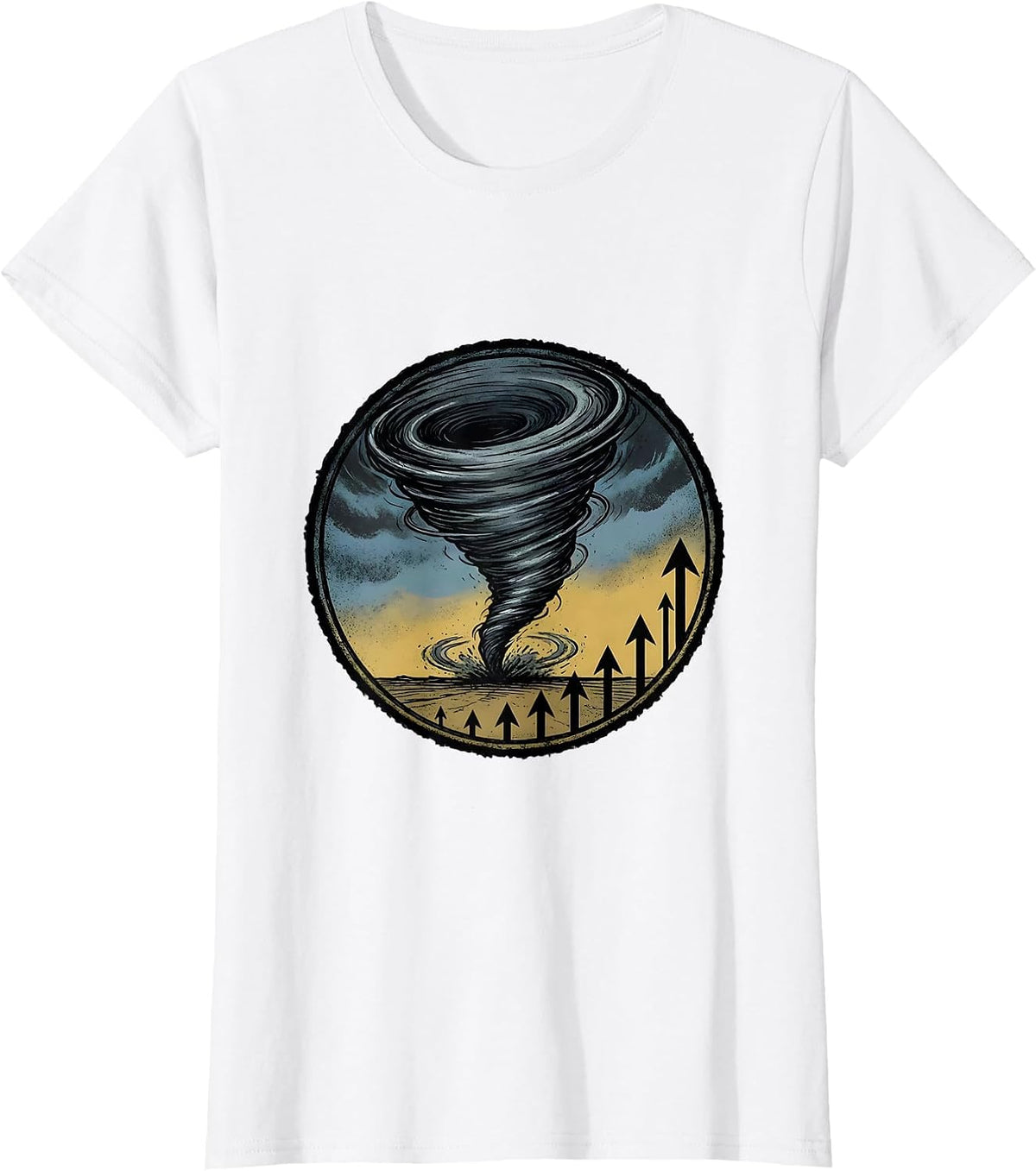 Broad Wedge Tornado Illustration Storm Chaser Enthusiast T-Shirt - White