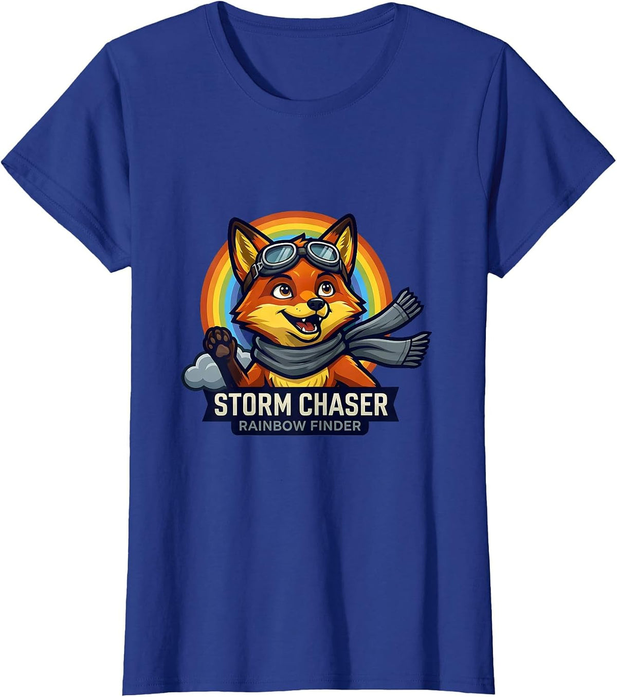 Women's Storm Chaser Rainbow Finder Colorful Design T-Shirt - Royal Blue