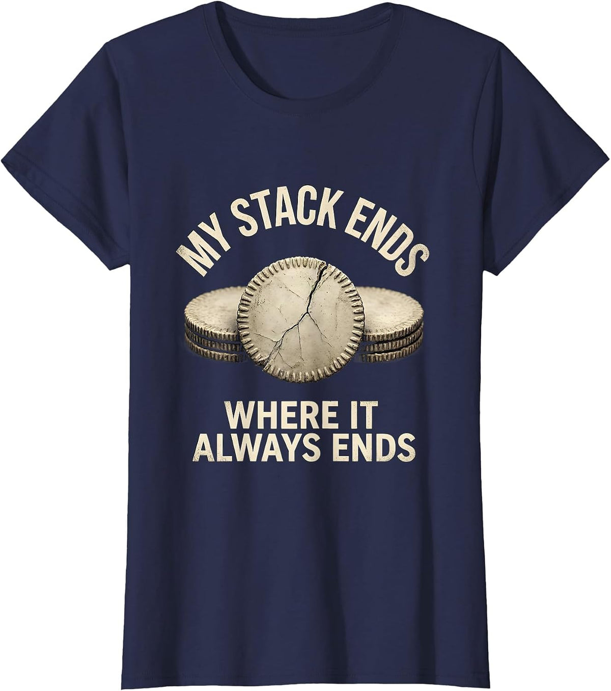 Women's My Stack Ends Where It Always Ends Funny Poker Player T-Shirt - Navy Blue
