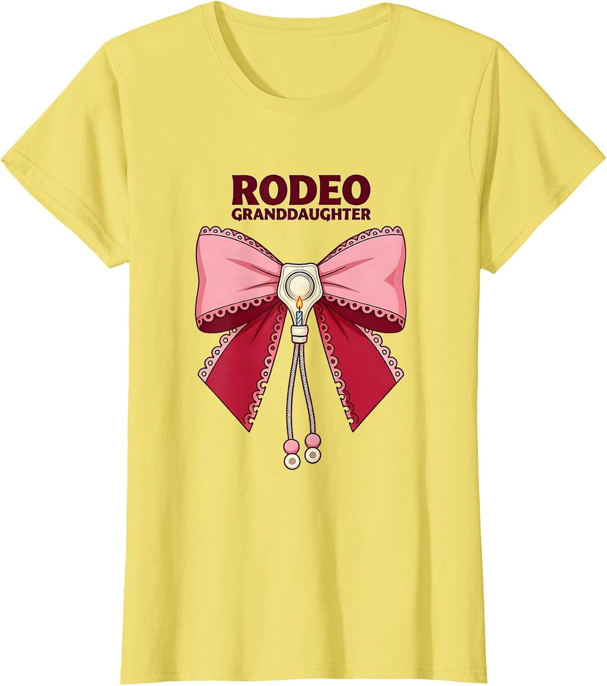 Rodeo Granddaughter Pink Boots Coquette CowGirl Birthday T-Shirt - Lemon Yellow