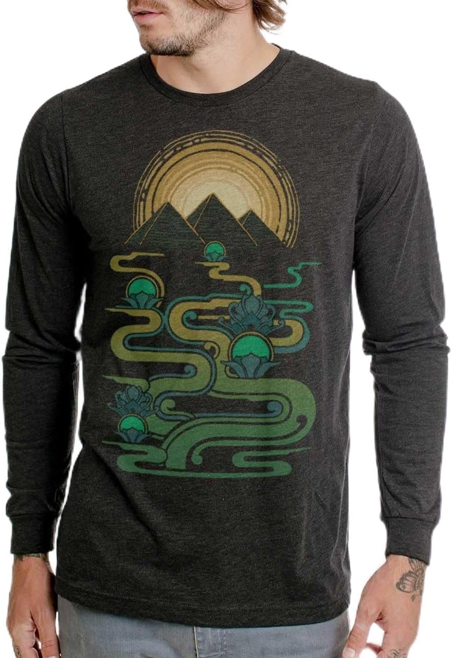 Curbside Clothing Men’s Graphic Long Sleeve T-Shirt – Artistic Designs, Shirt for Everyday Wear, Trendy Streetwear Style -