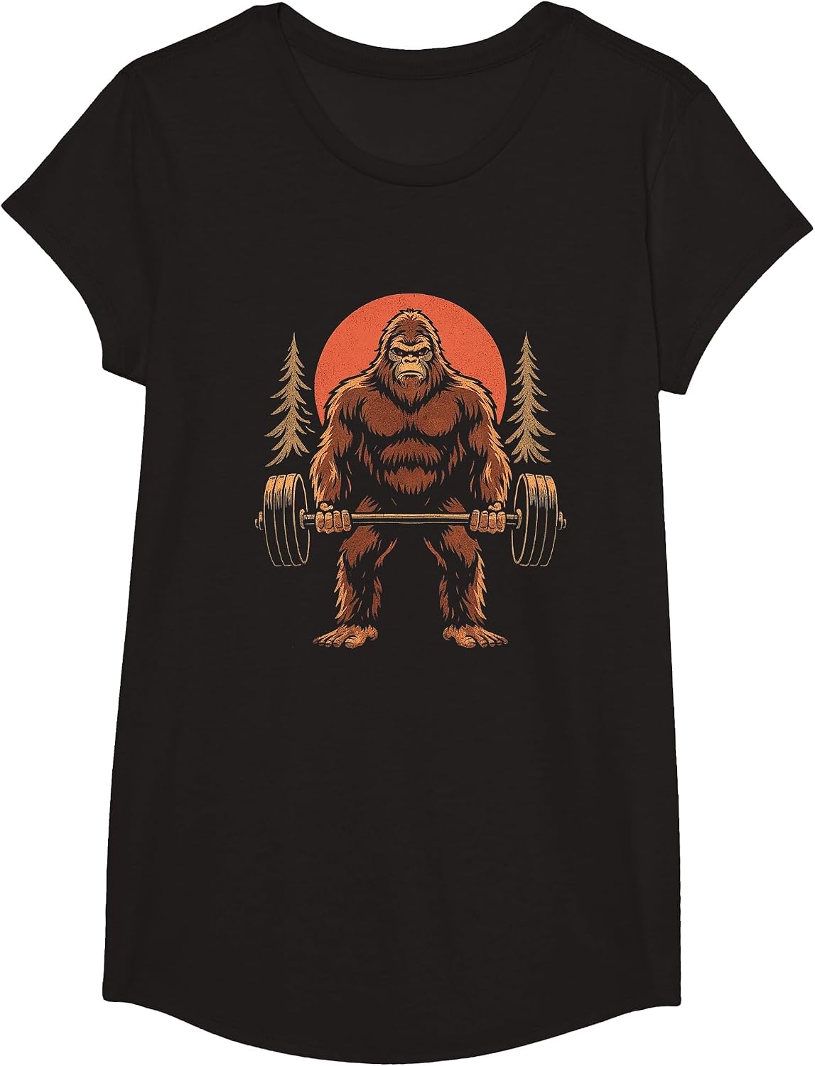 Funny Gym Weightlifting Bigfoot Men Women Lifting Distressed T-Shirt - Girls Black