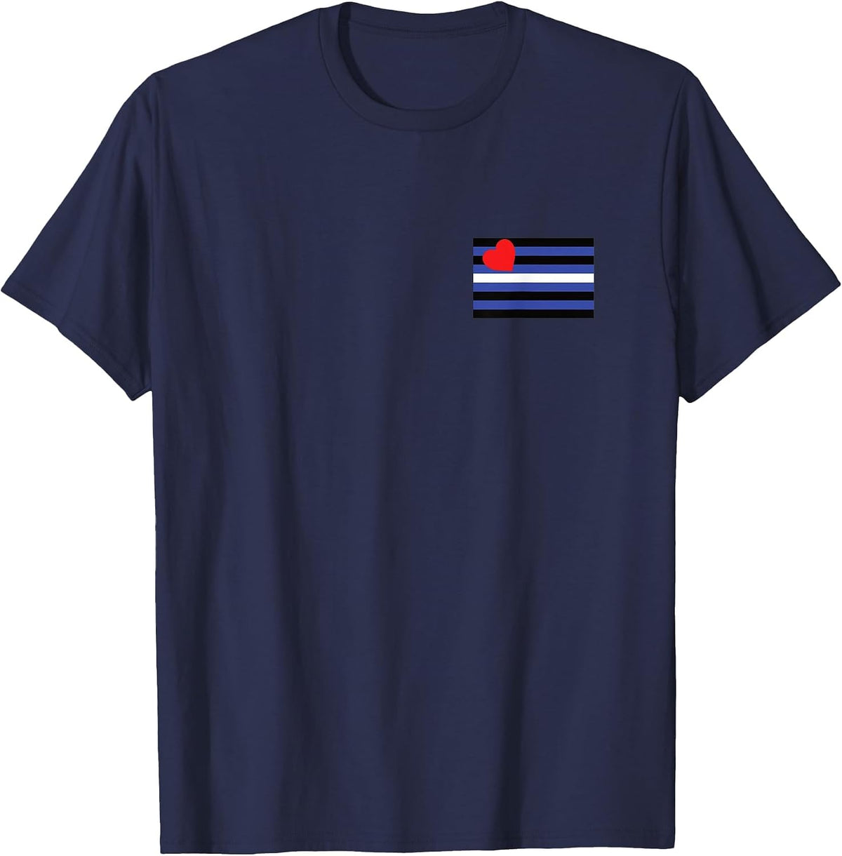 Leather Pride Flag Pocket LGBTQIA Leather Daddy T-Shirt - Navy Blue