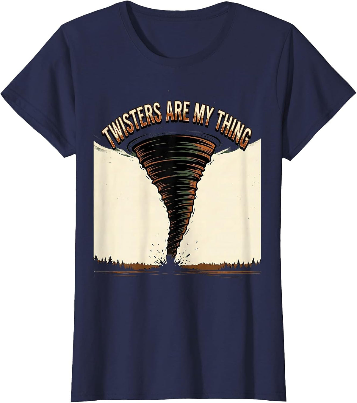 Women's Twisters Are My Thing Vintage Storm Chaser Tornado Weather T-Shirt - Navy Blue