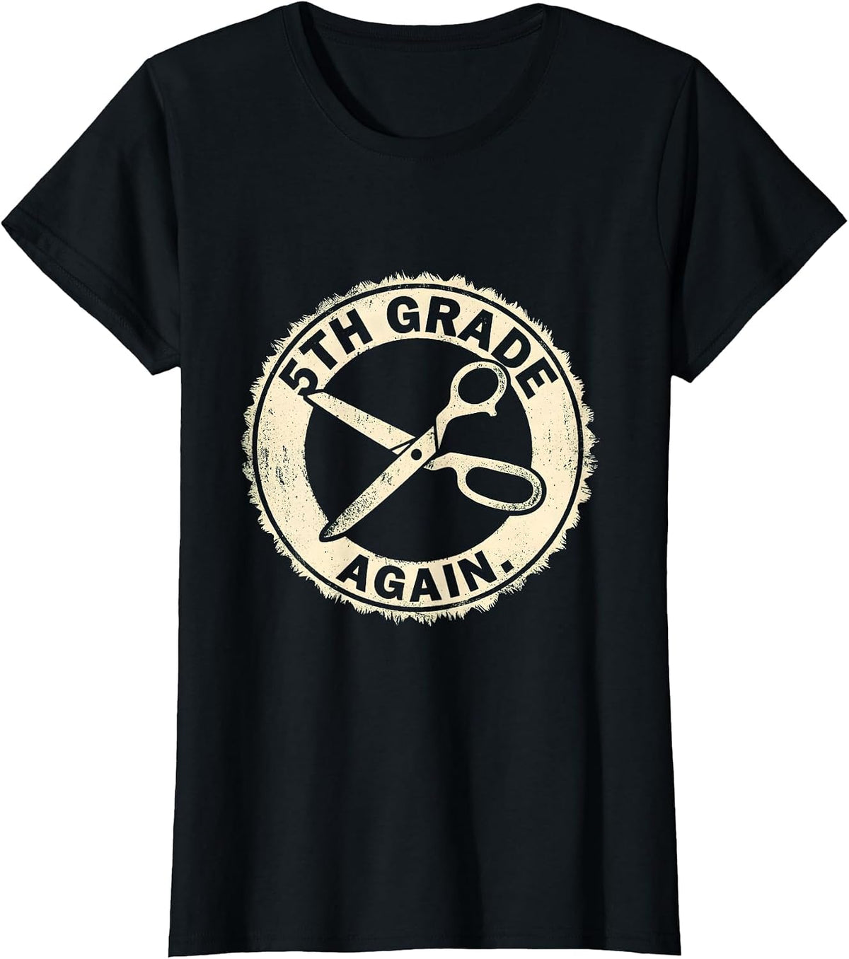 Women's 5th Grade Again Rubber Stamp Dabbing Boy Back To School T-Shirt - Black